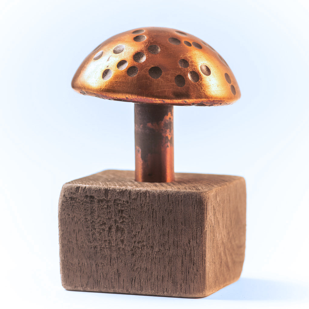 Copper Mushroom with Wood Stand