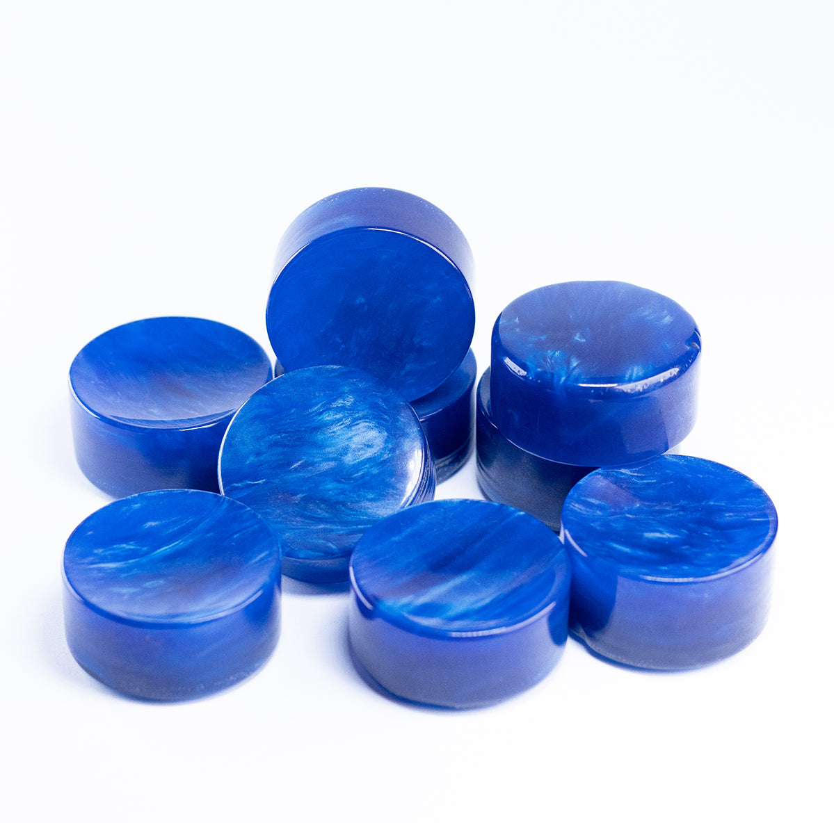 "D.C.M." Blue Pearl Swirl Upcycled Bowling Ball Worry Stone