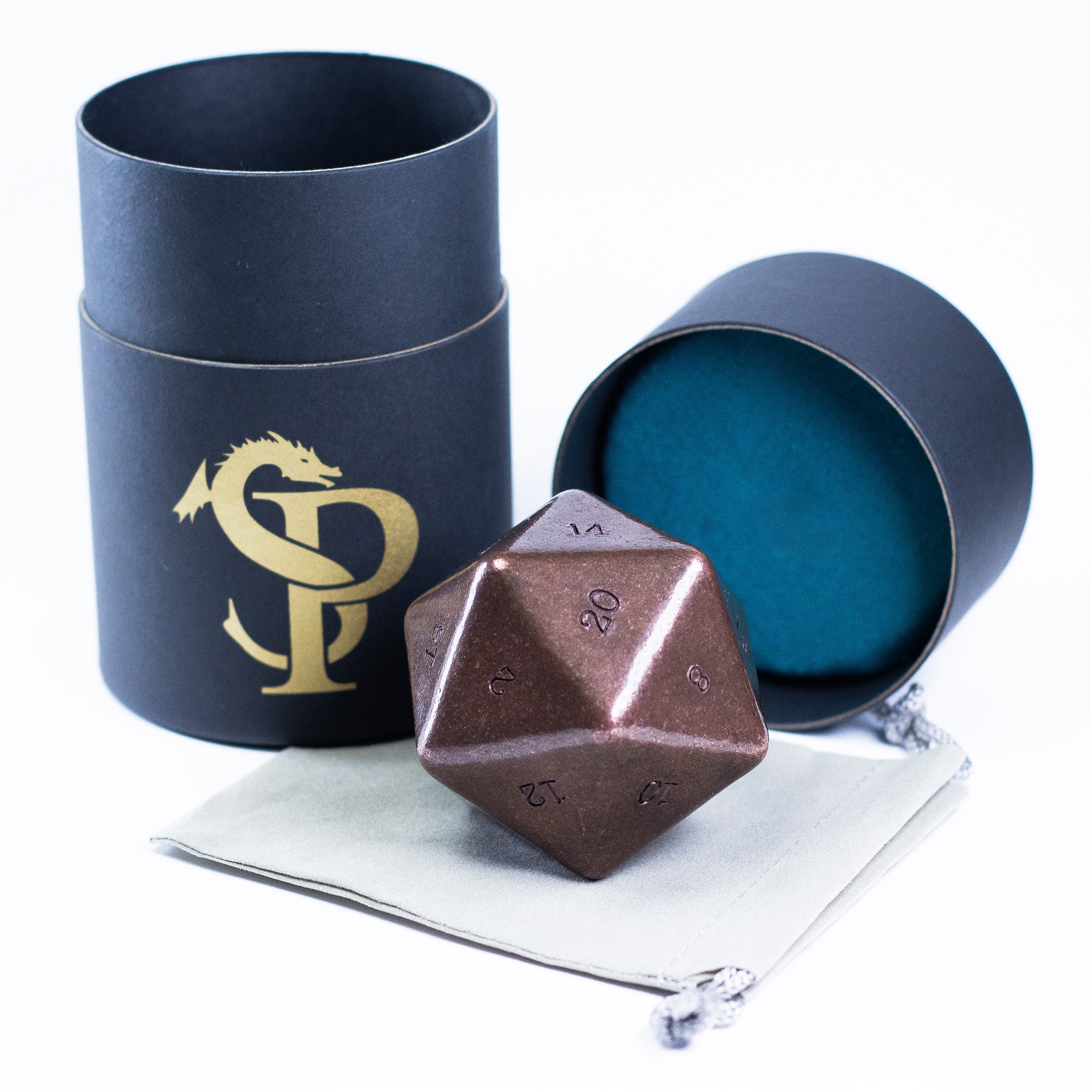 Metal Dice - Copper Hand Numbered D20 - 2" - 1.44 lb