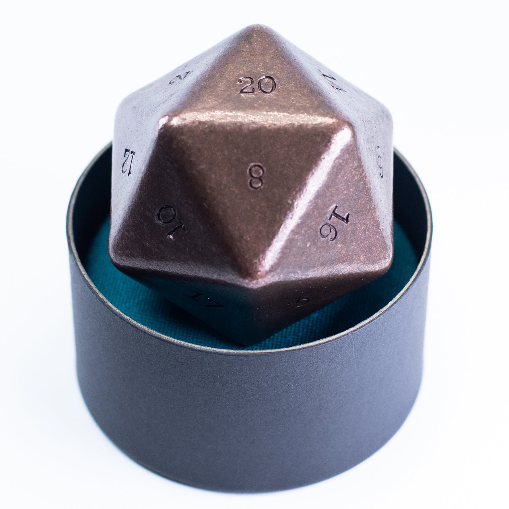 Metal Dice - Copper Hand Numbered D20 - 2" - 1.44 lb