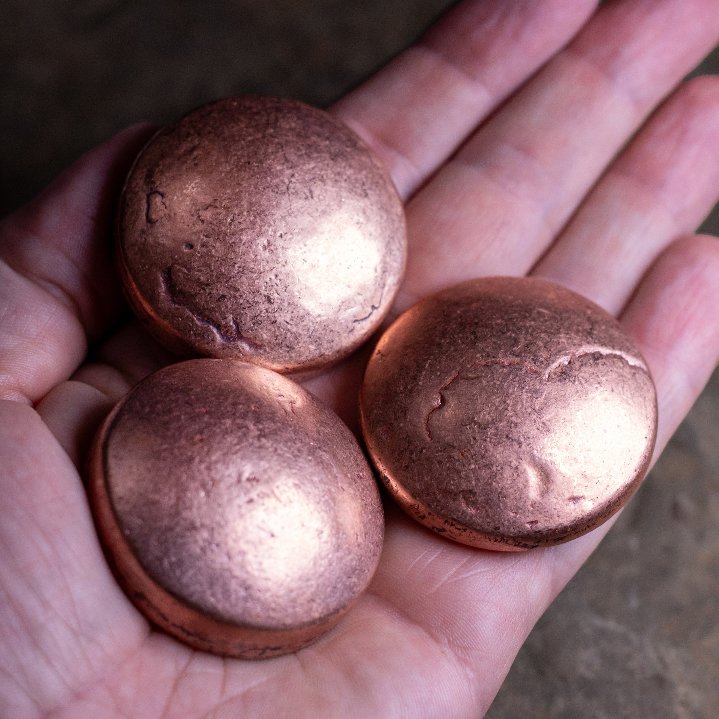 3 Shire Post Mint Copper Hand Poured Worry Stone Fidget Pucks