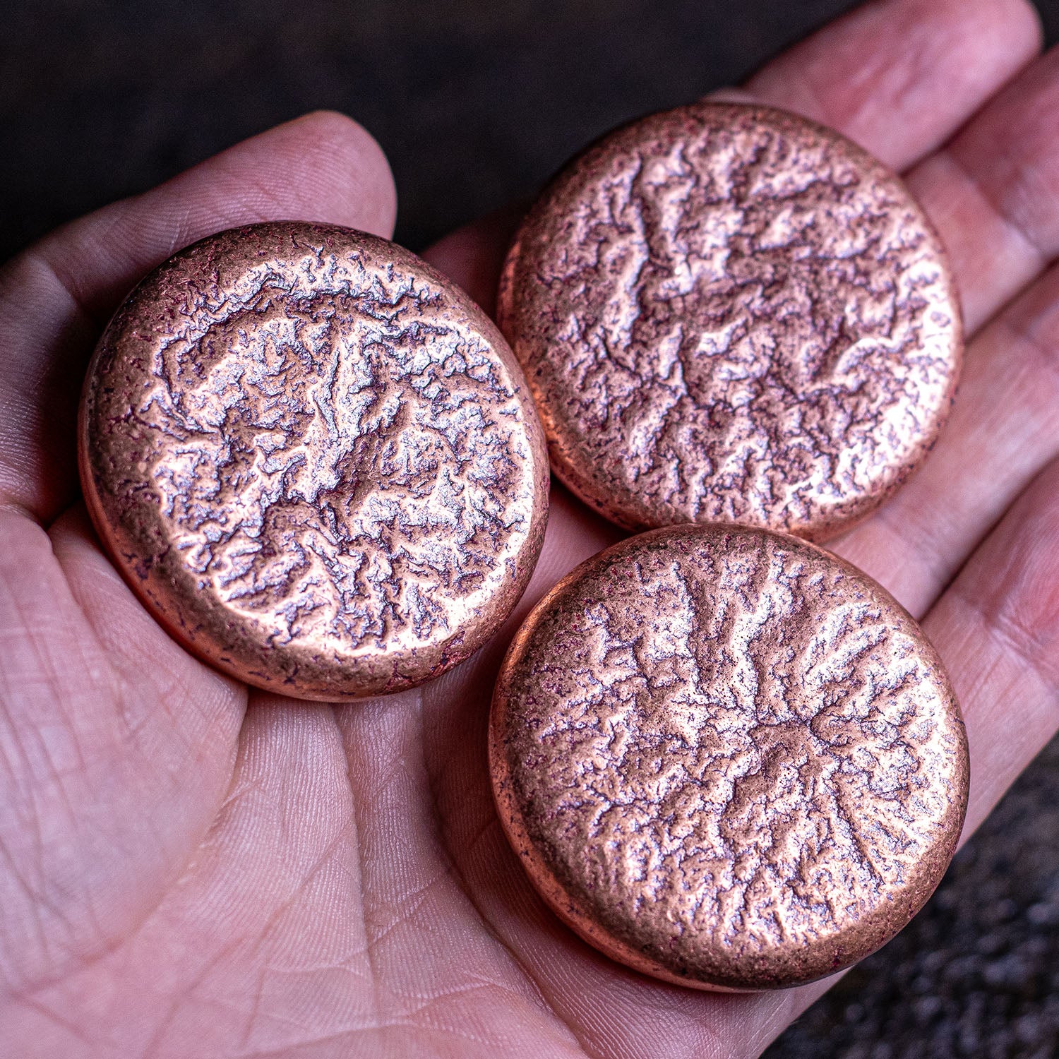 Copper Hand Poured Worry Stone Fidget Puck