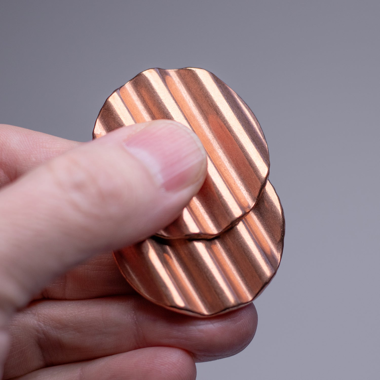 Haptic Pair of Sliding Pickle Chips Worry Coins - Raw Copper