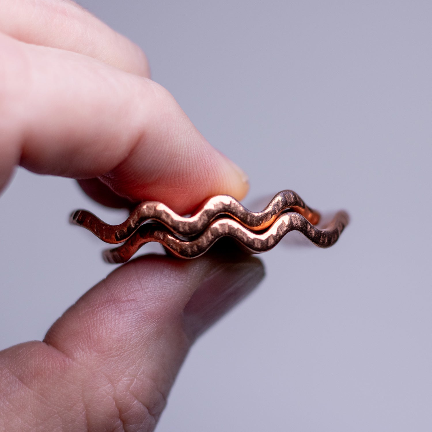 Haptic Pair of Sliding Pickle Chips Worry Coins - Raw Copper