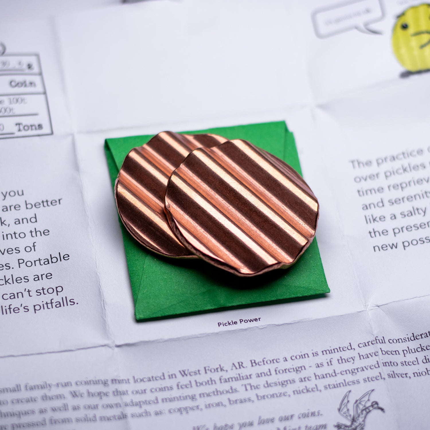 Haptic Pair of Sliding Pickle Chips Worry Coins - Raw Copper