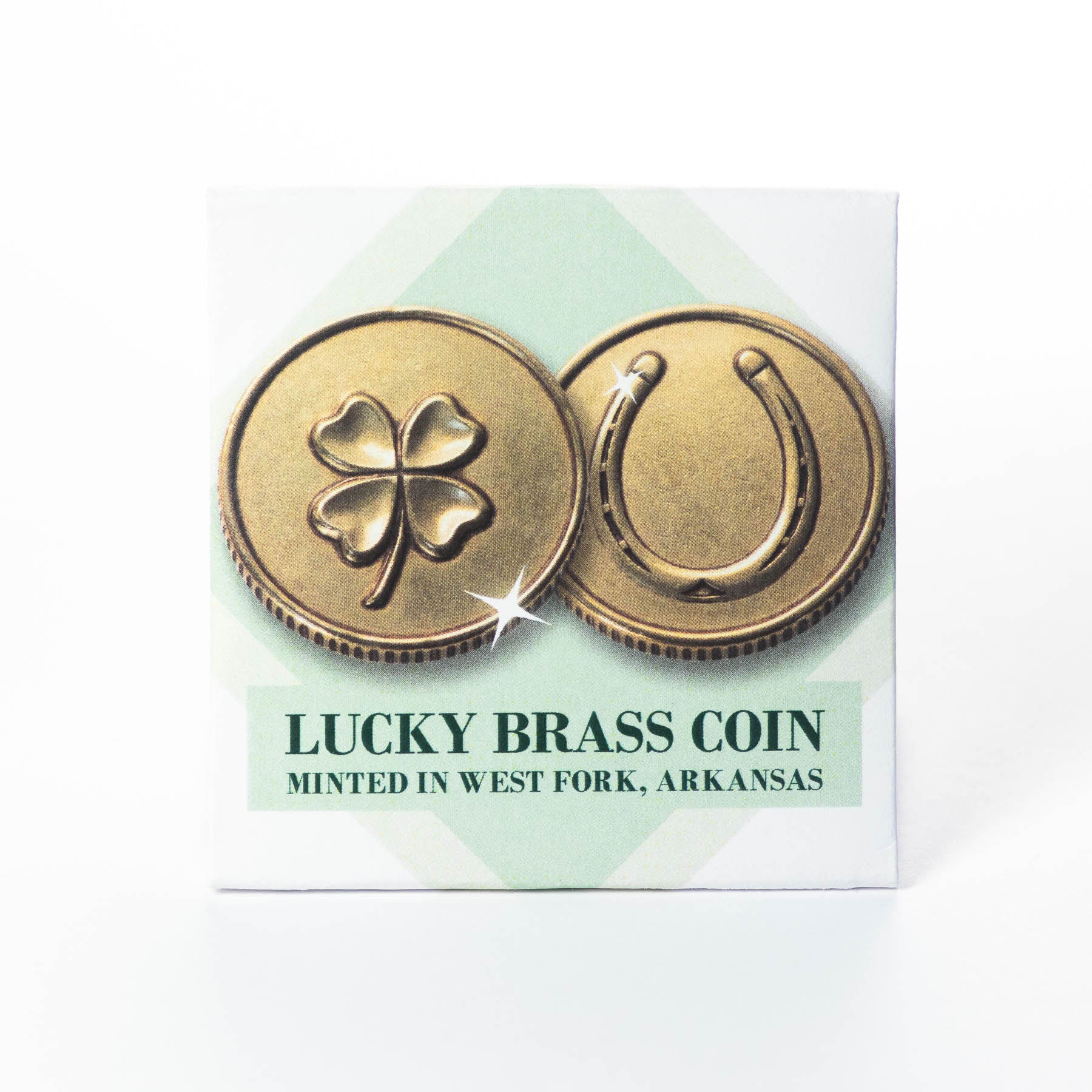 Lucky four leaf clover horse shoe coin in brass | Shire Post Mint