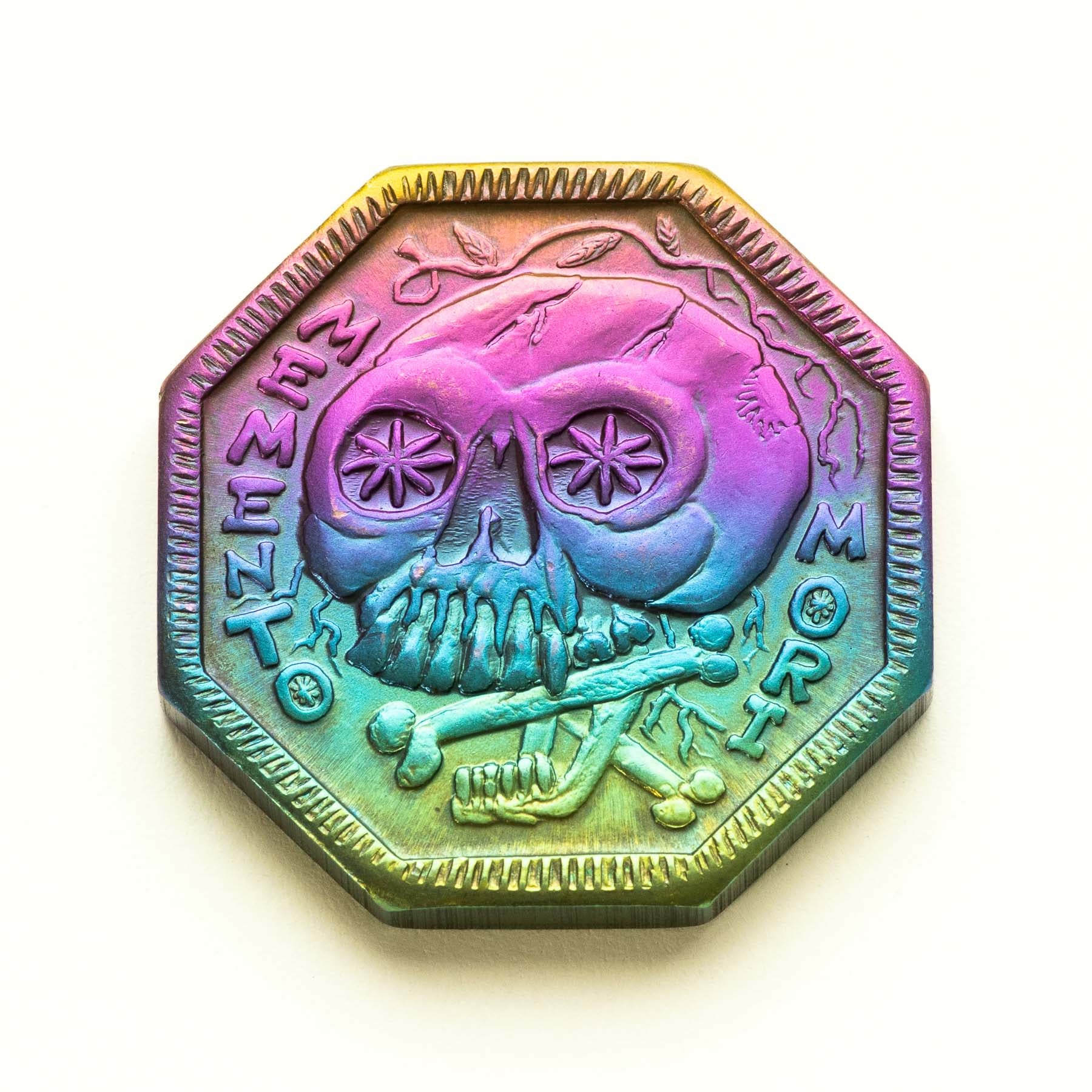 Memento Mori / Memento Vivere Reminder Niobium Coin, Rainbow