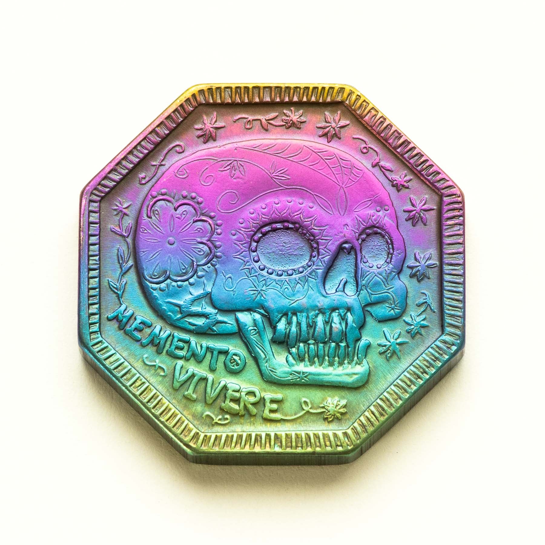 Memento Mori / Memento Vivere Reminder Niobium Coin, Rainbow