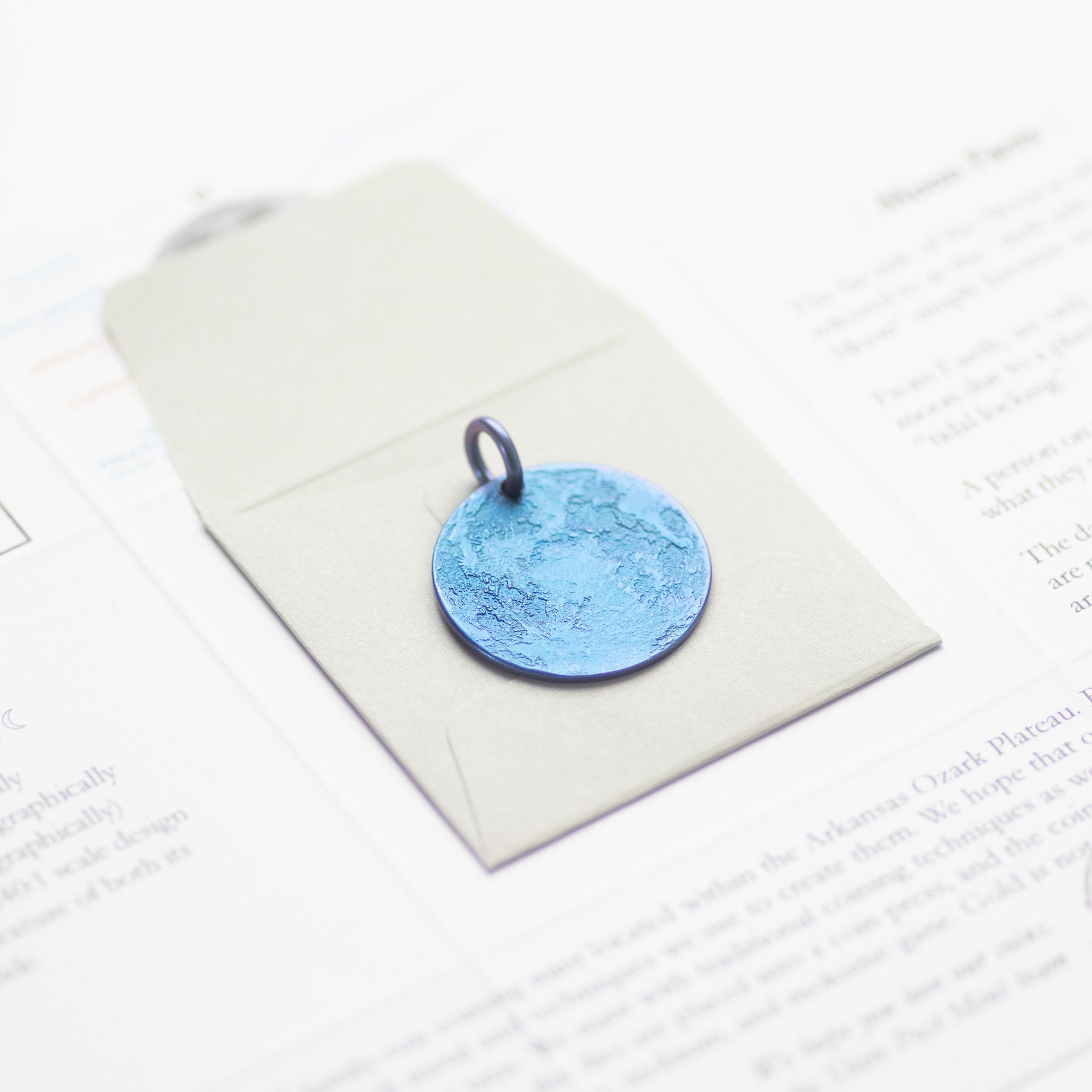 Blue Moon Necklace - 1" Anodized Niobium Charm or Pendant