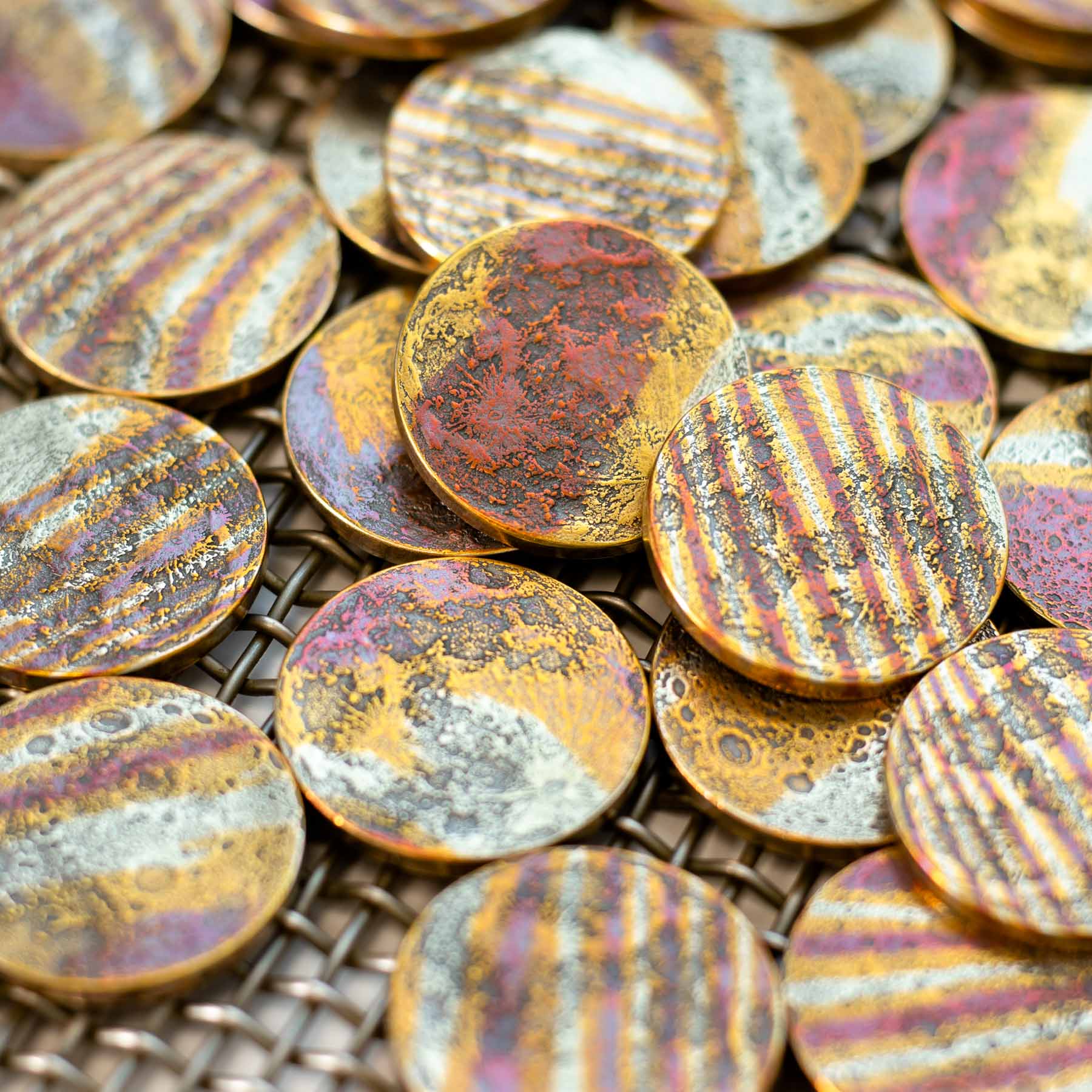 Mokume-Gane Moon Coin - 1"