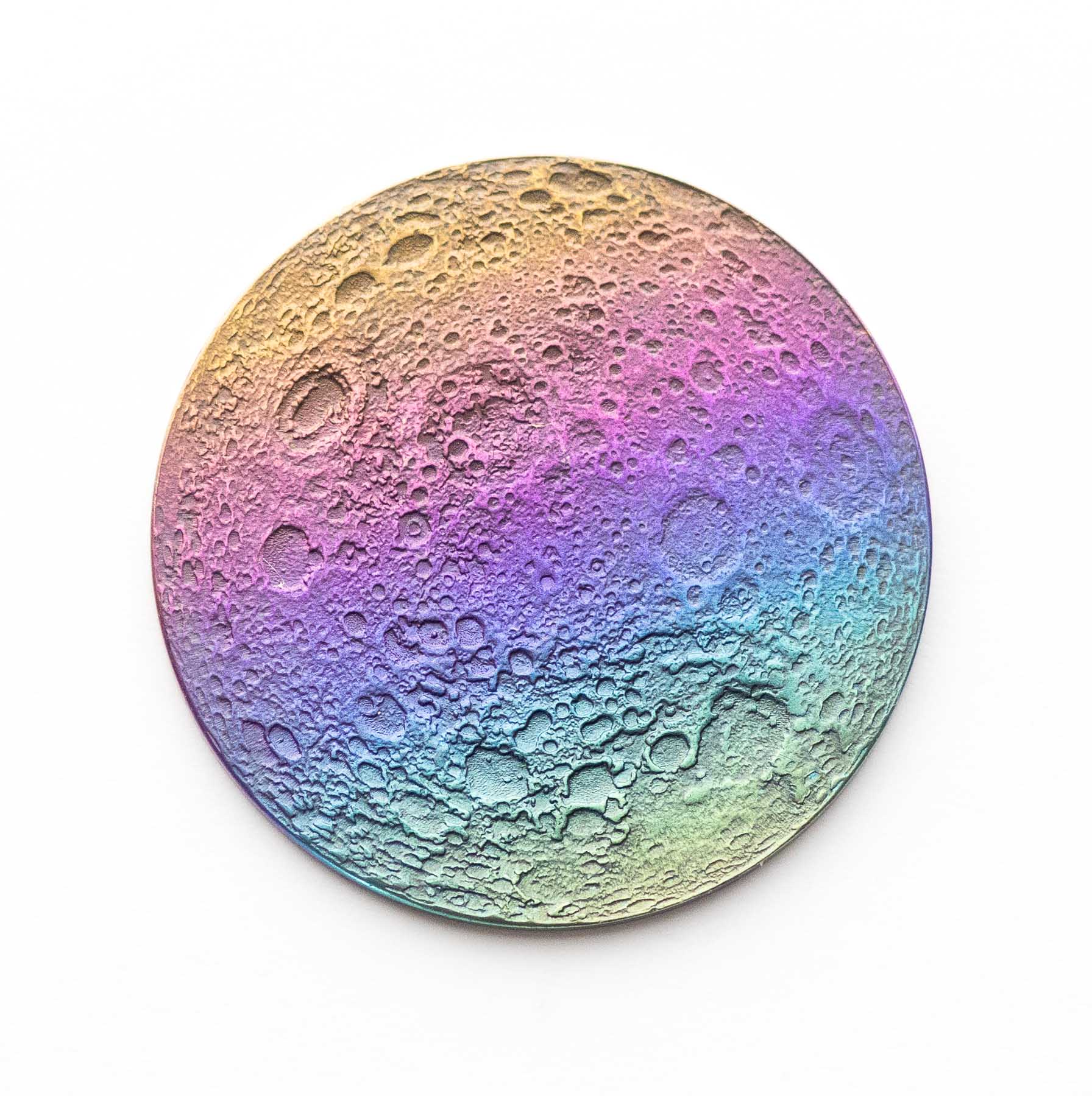 Rainbow Moon Coin - 1" Multicolored Anodized Niobium