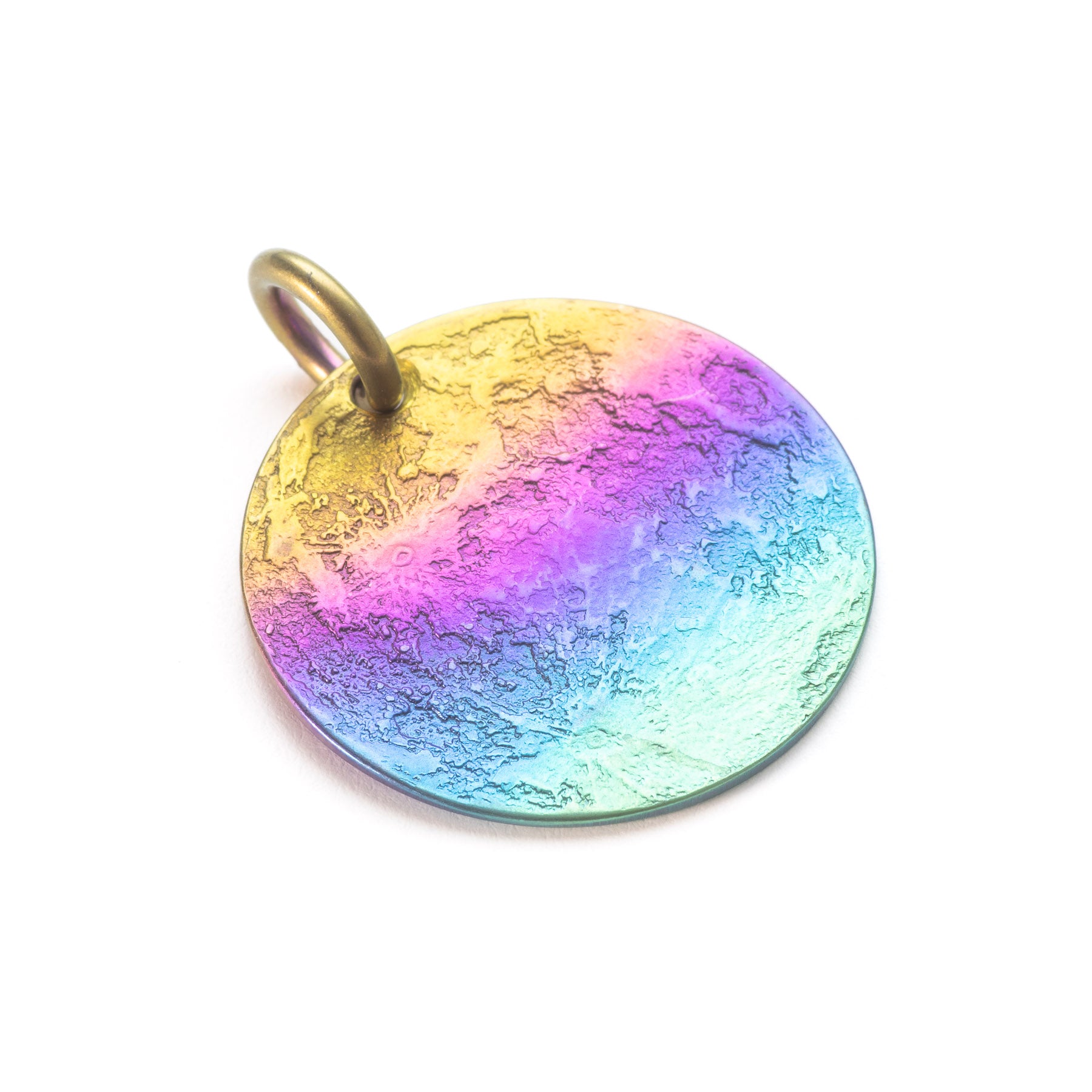 Rainbow Moon Necklace - 1" Multicolored Anodized Niobium Pendant or Charm