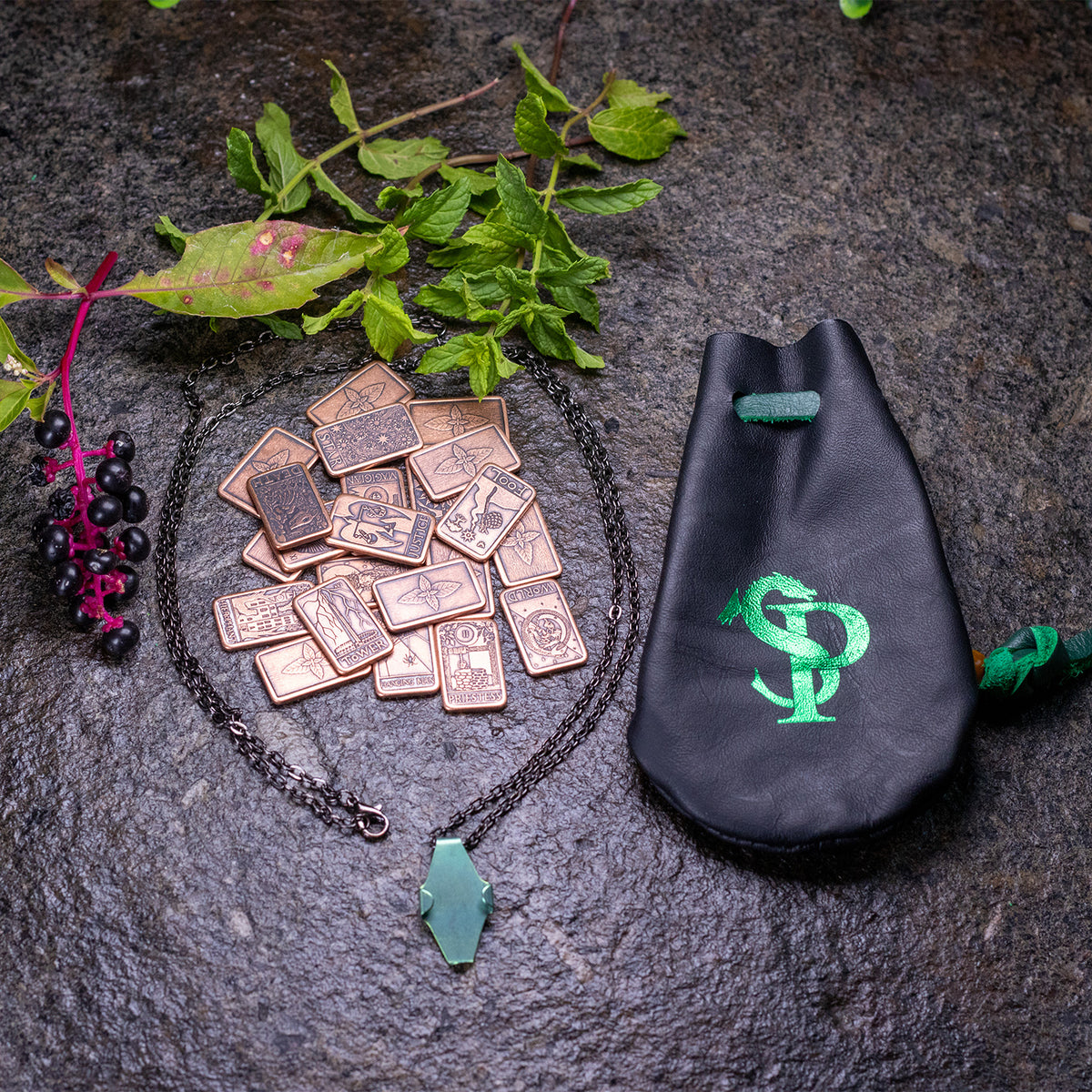 Mint Copper Tarot Major Arcana Pendant Set