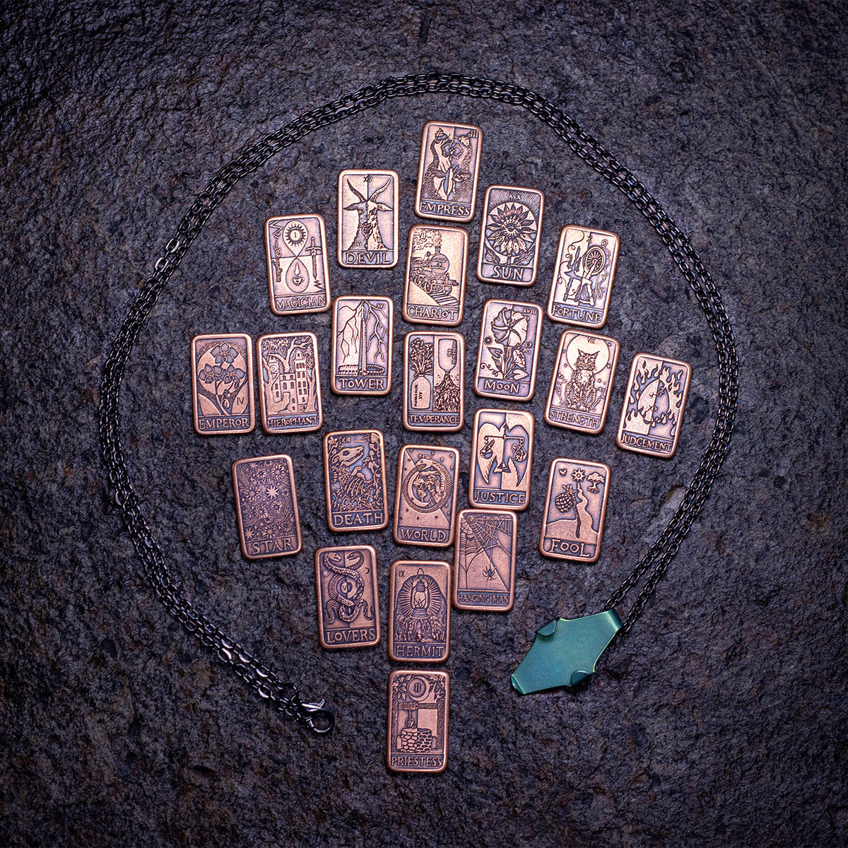 Mint Copper Tarot Major Arcana Pendant Set