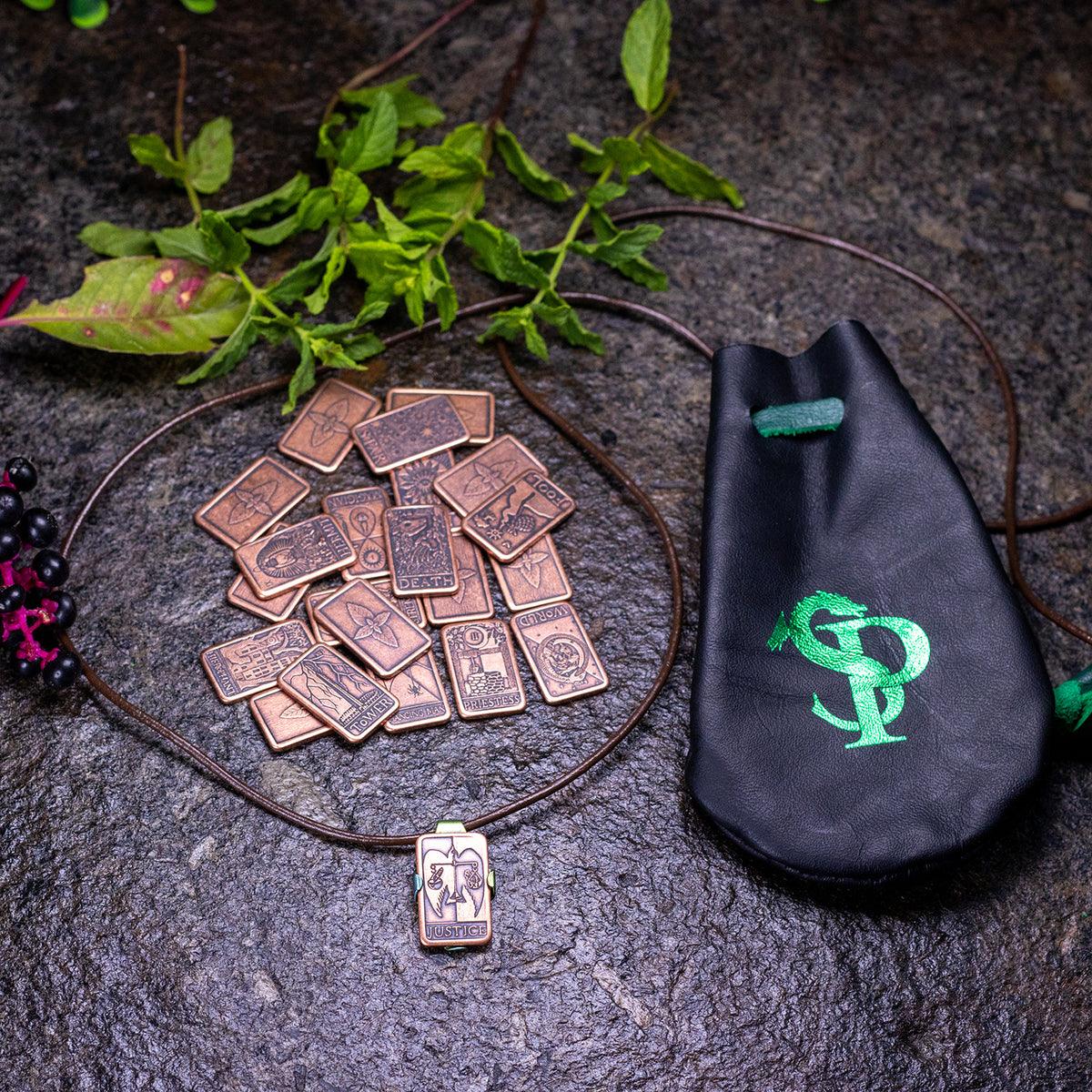 Mint Copper Tarot Major Arcana Pendant Set