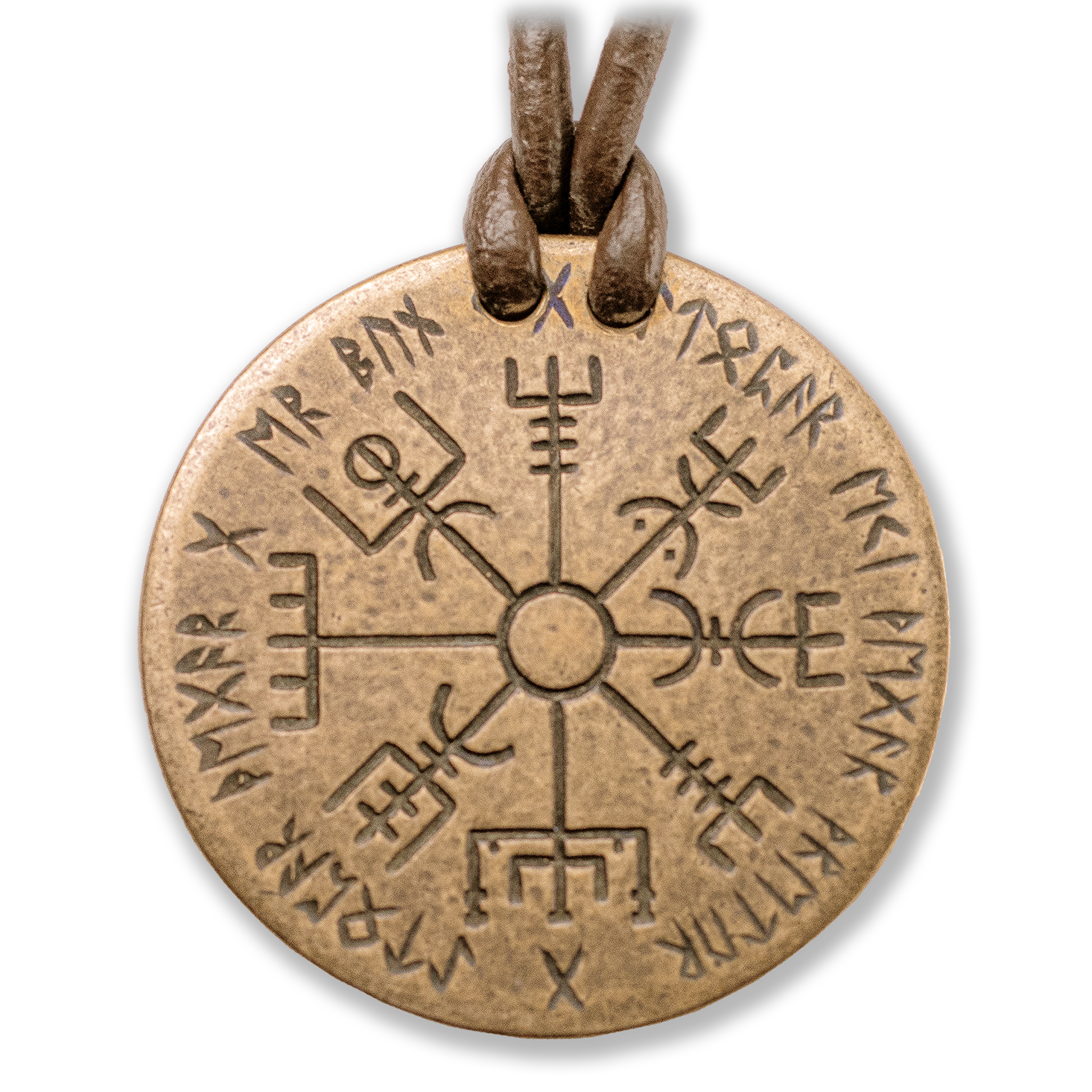 Skadi / Vegvisir Bronze and Leather Necklace
