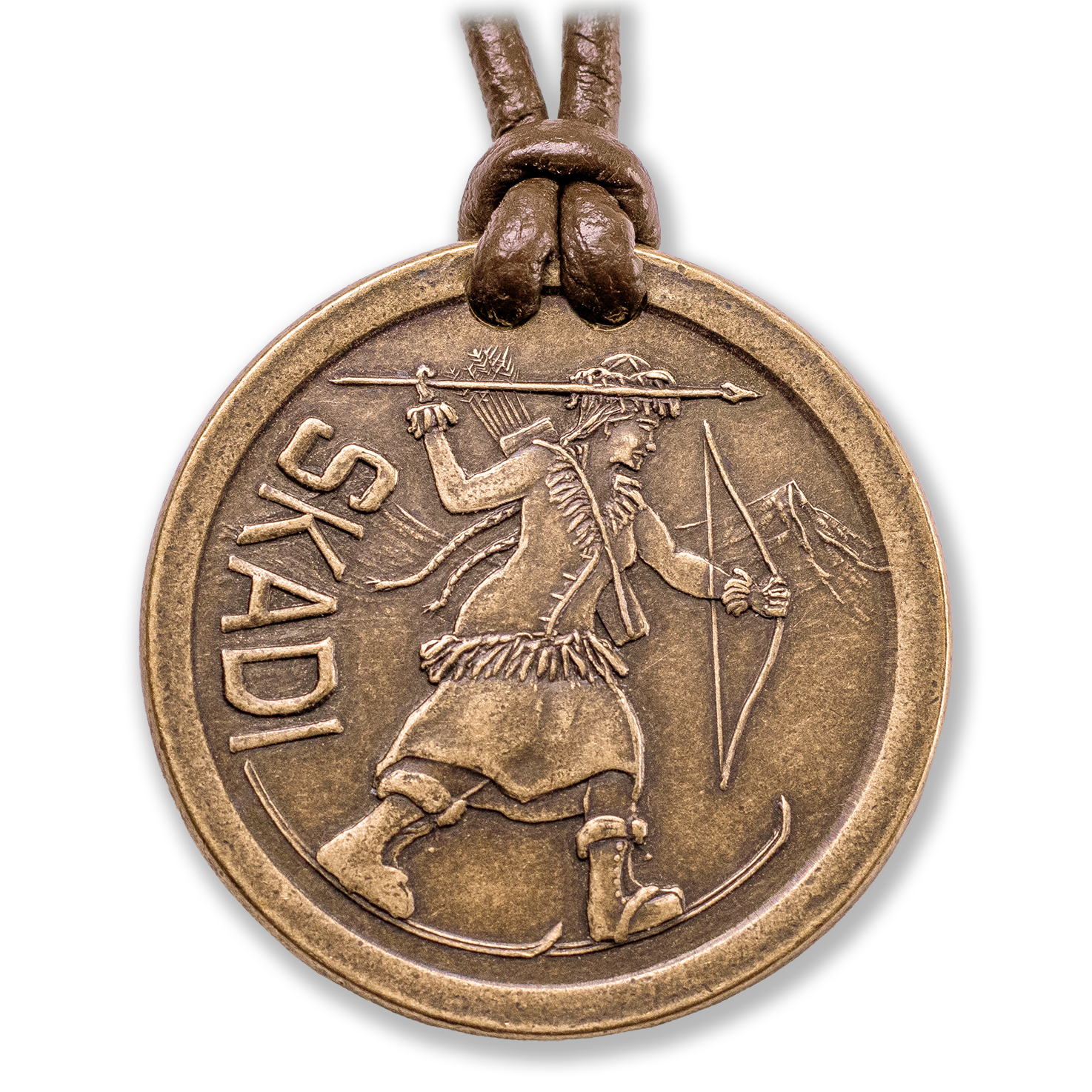 Skadi / Vegvisir Bronze and Leather Necklace