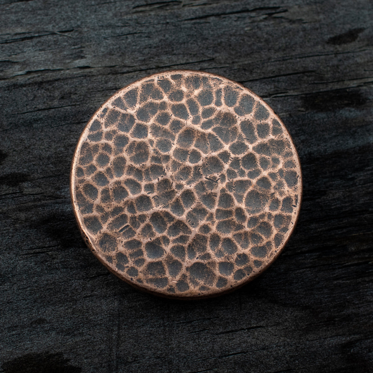 Hammered Copper Worry Stone in Pre-worn Patina