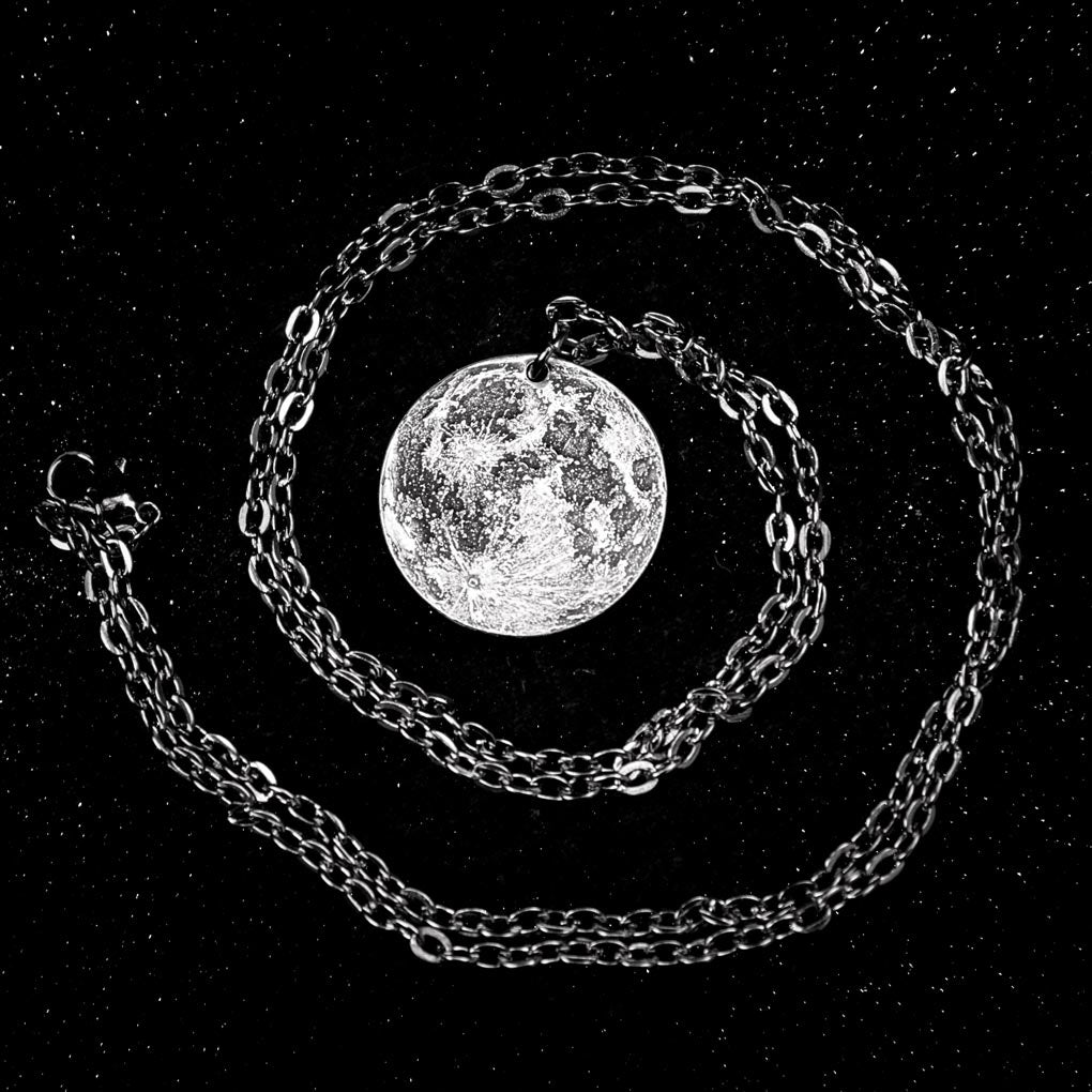 Full Moon Silver Necklace or Charm