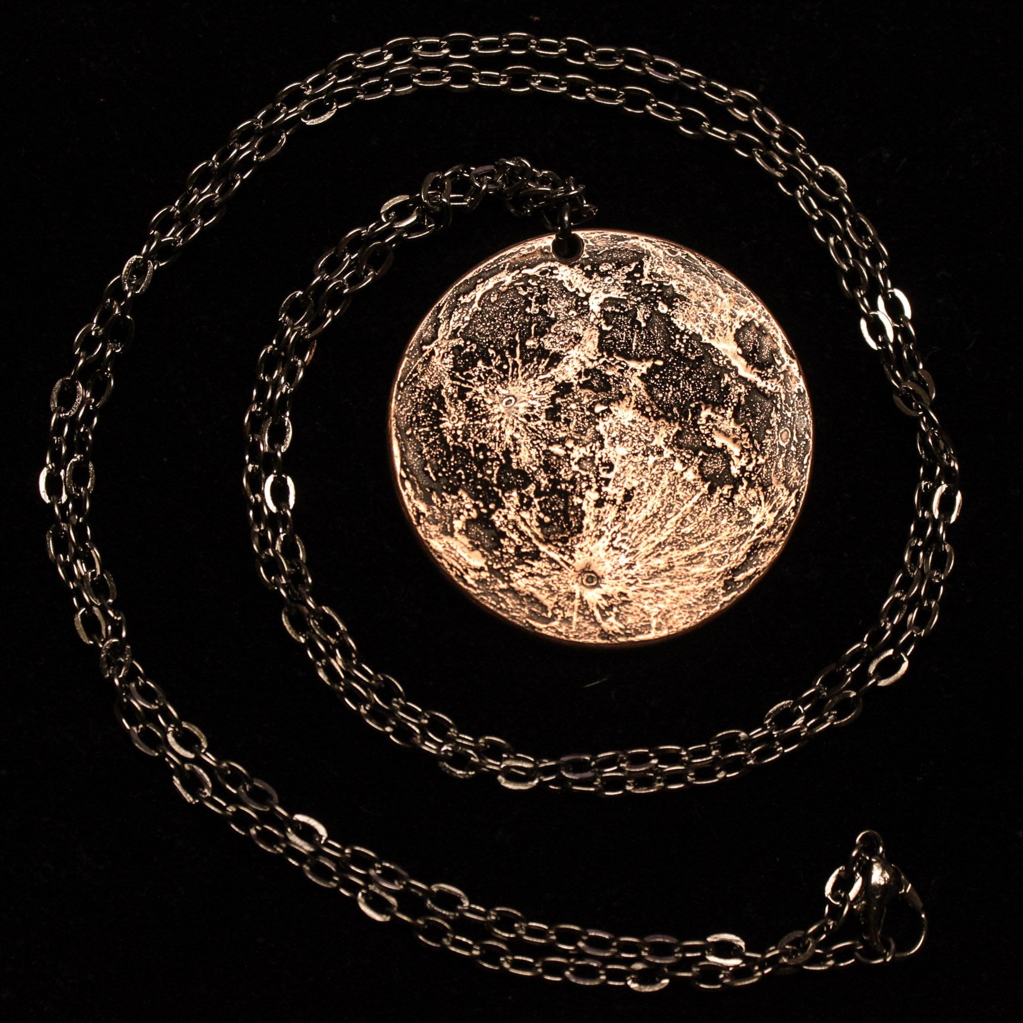 Copper Full Moon / Blood Moon Necklace on 30" Chain by Shire Post Mint