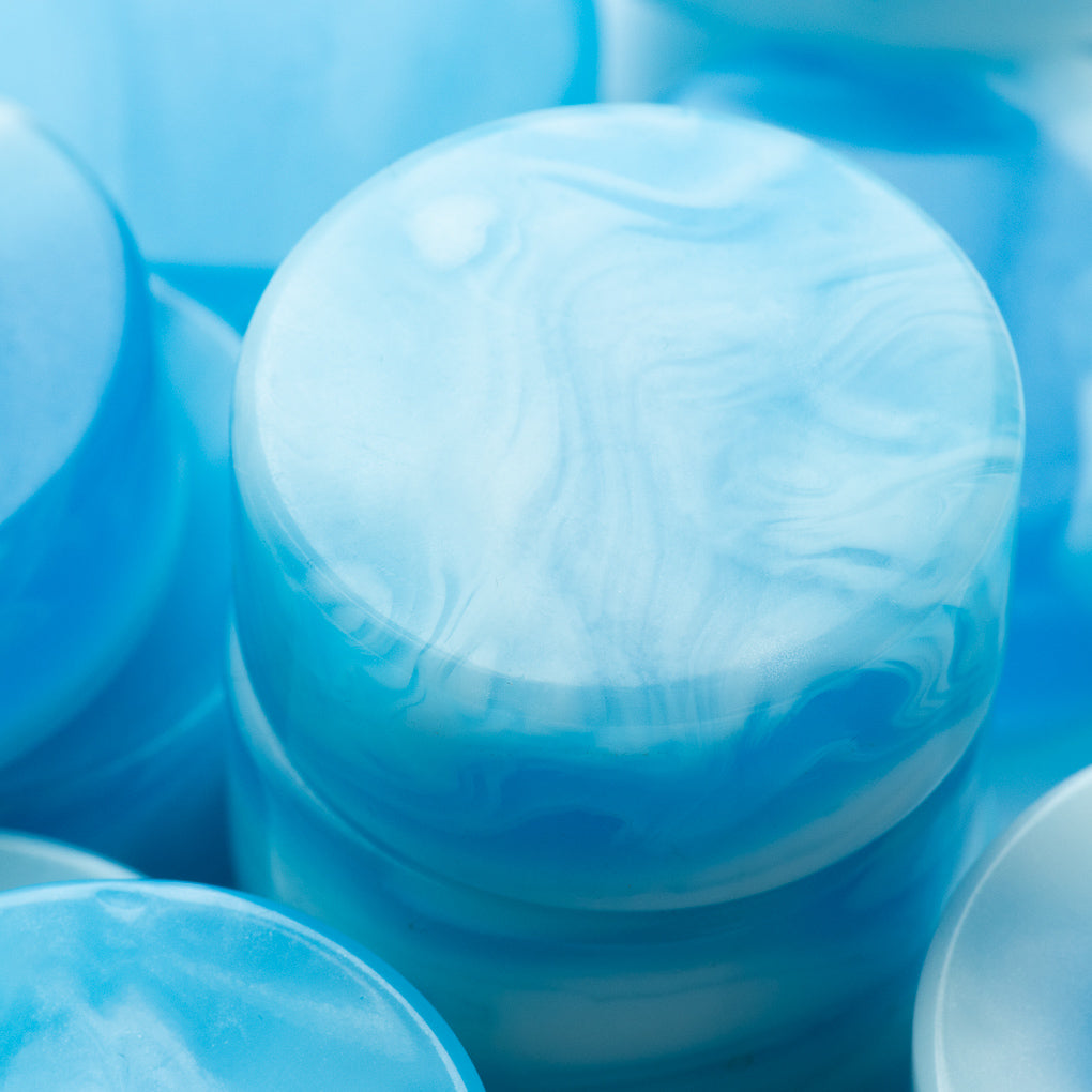 Skyler Blue and White Icy Upcycled Bowling Ball Worry Stone