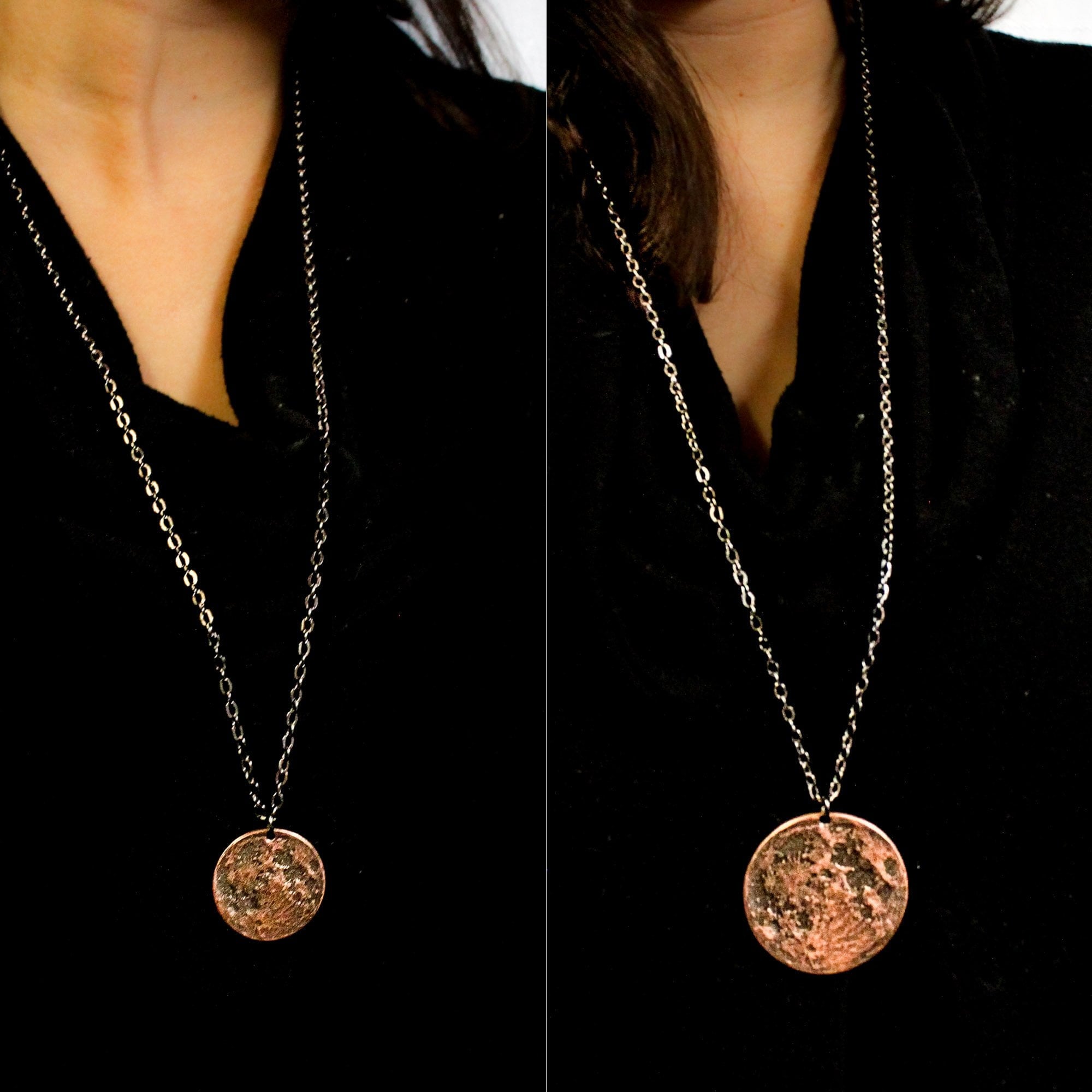 Copper Full Moon / Blood Moon Necklace on 30" Chain by Shire Post Mint