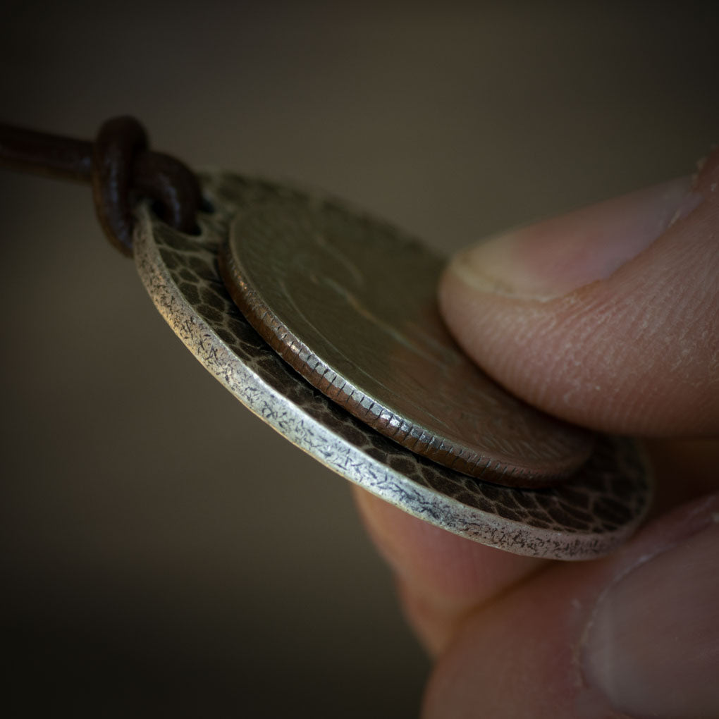 Silver Helm of Awe Coin Necklace - .999 Fine Silver - Aegishjalmur - Warrior's Stave Viking Coinage