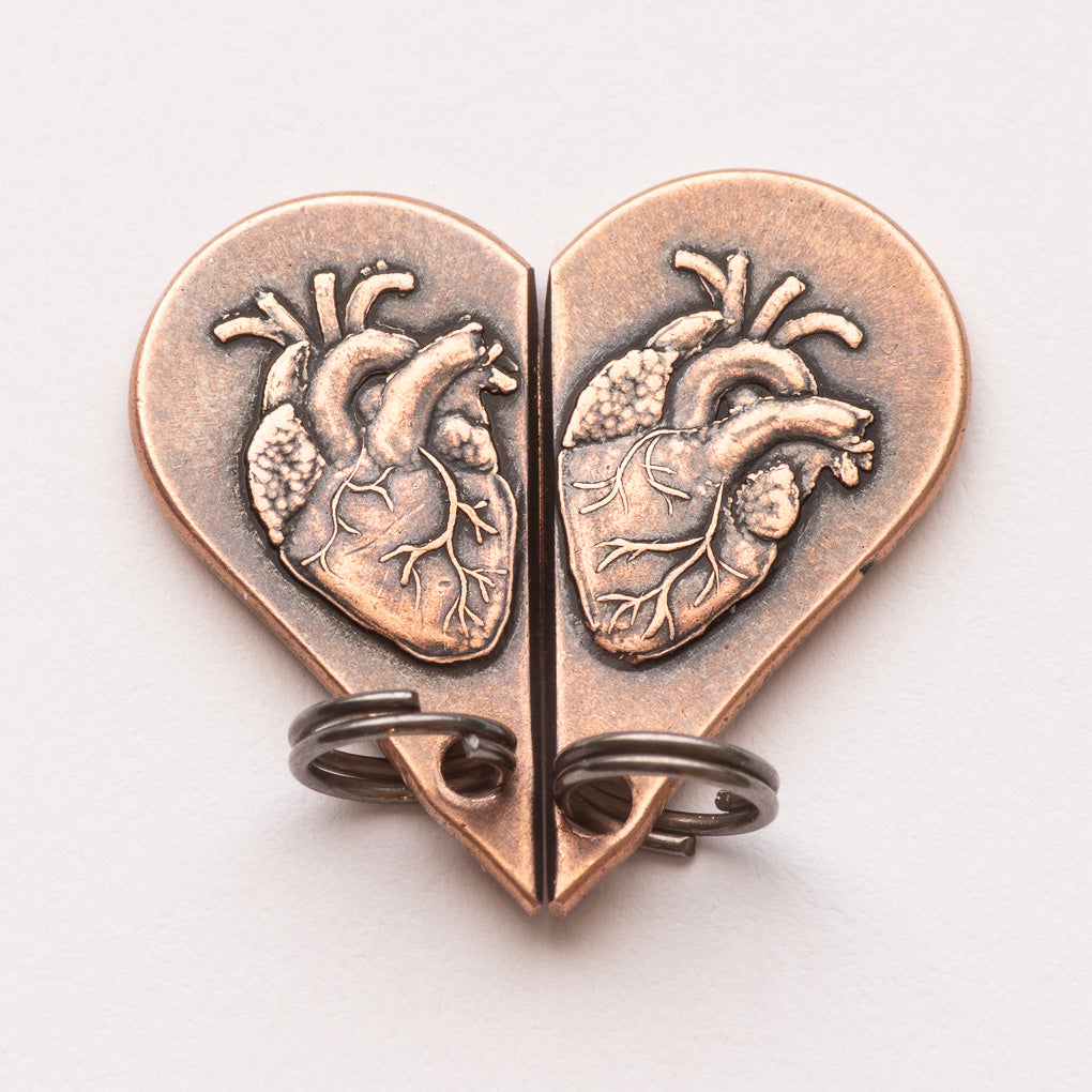 Copper Whole Heart Breakable Charm Set