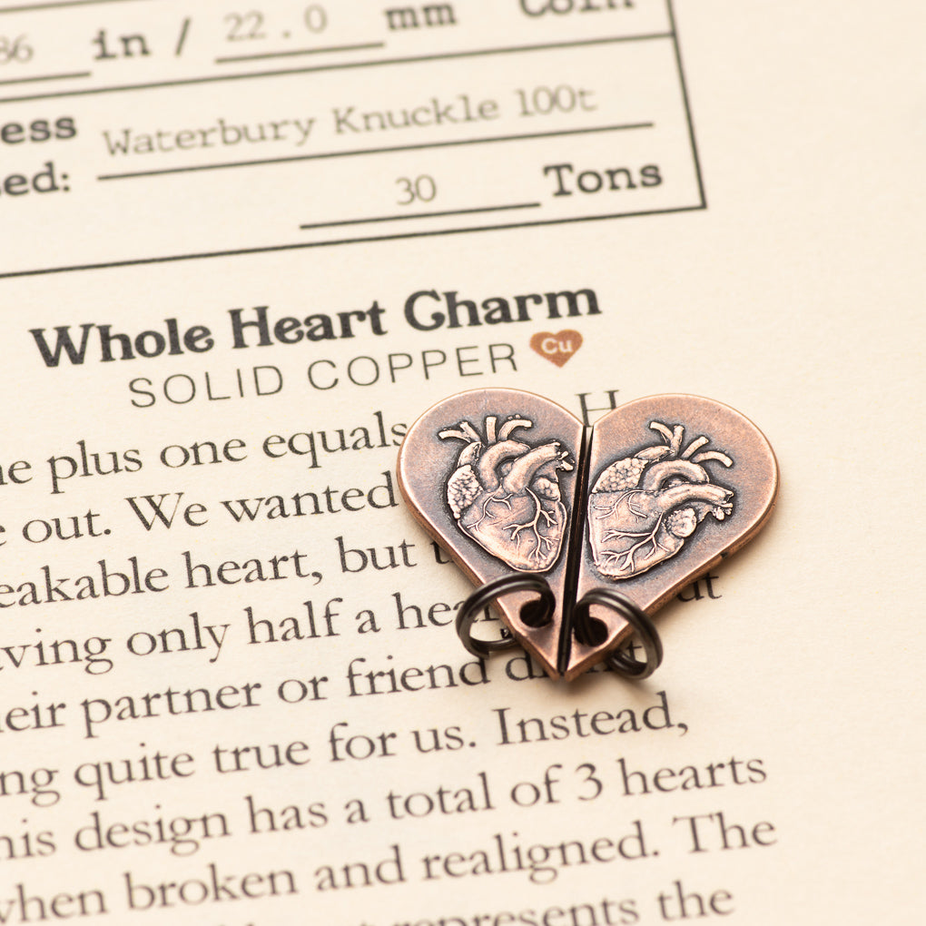 Copper Whole Heart Breakable Charm Set