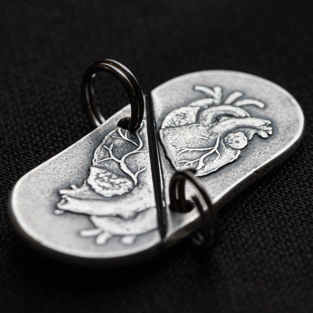 Silver Whole Heart Breakable Charm Set