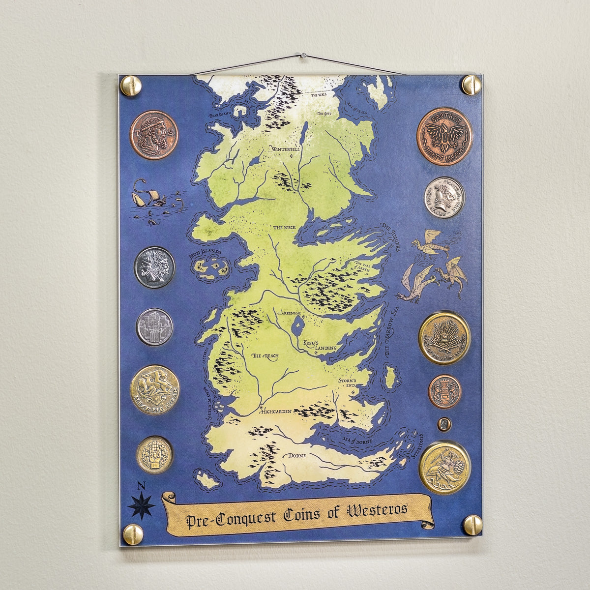Map Display of Pre-Conquest A Song Of Ice and Fire Coin with 11 Coins