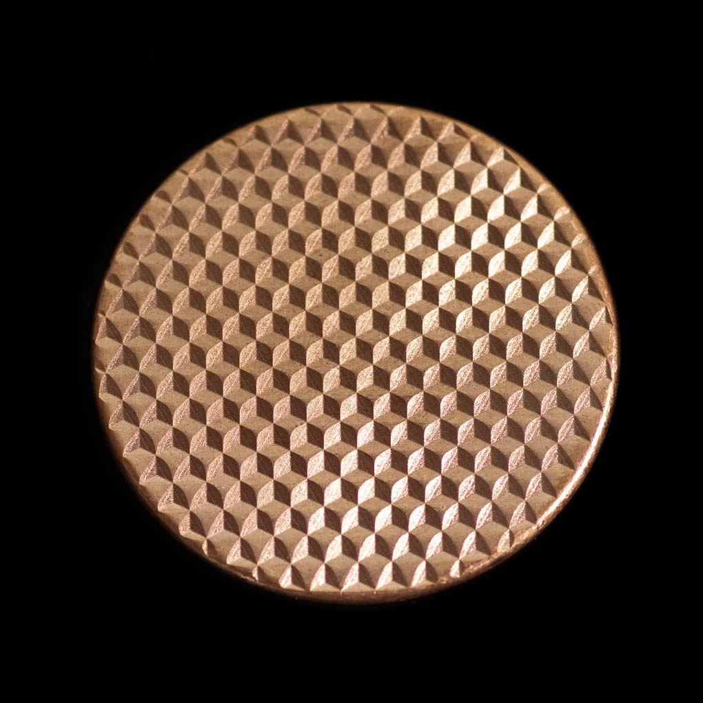 Textured Worry Stone - Raw Copper - Geometric Pattern Copper Coin