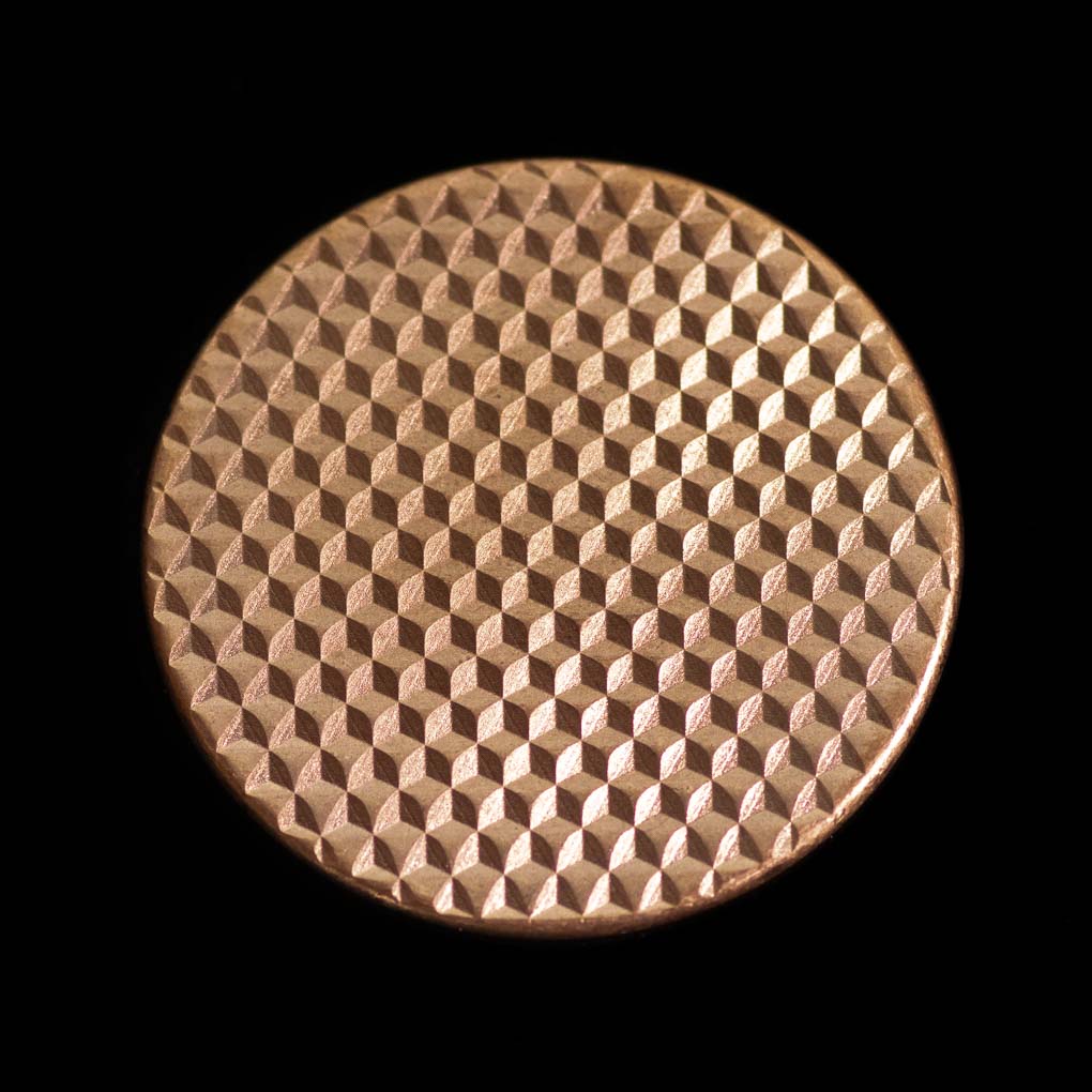 Textured Worry Stone - Raw Copper - Geometric Pattern Copper Coin