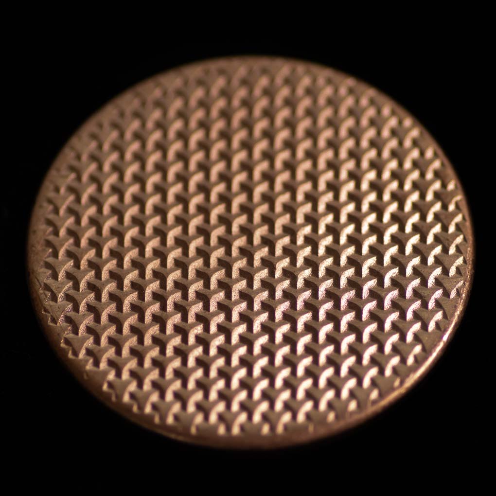 Textured Worry Stone - Raw Copper - Geometric Pattern Copper Coin