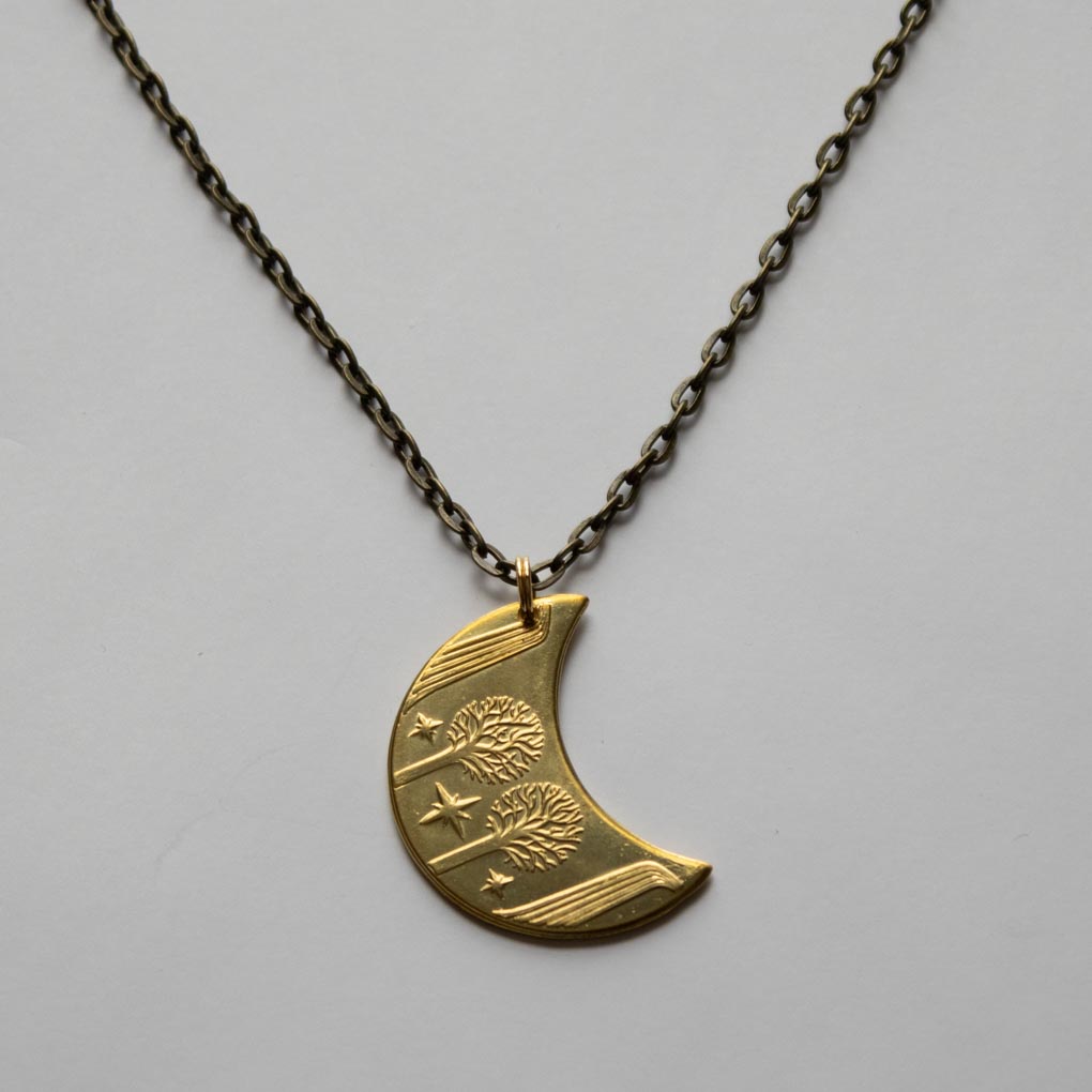 RIVENDELL™ Golden Moon Necklace in Brass