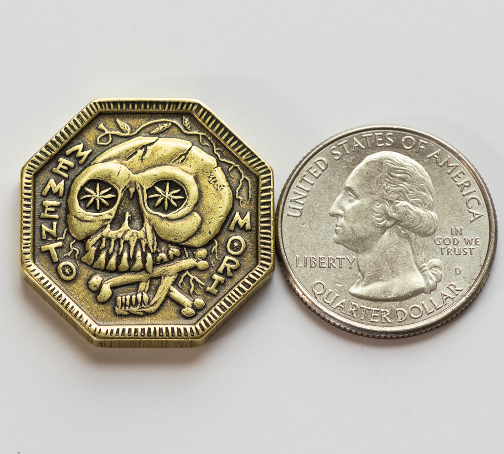 Memento Mori / Memento Vivere Reminder Brass Coin | Shire Post Mint Gifts