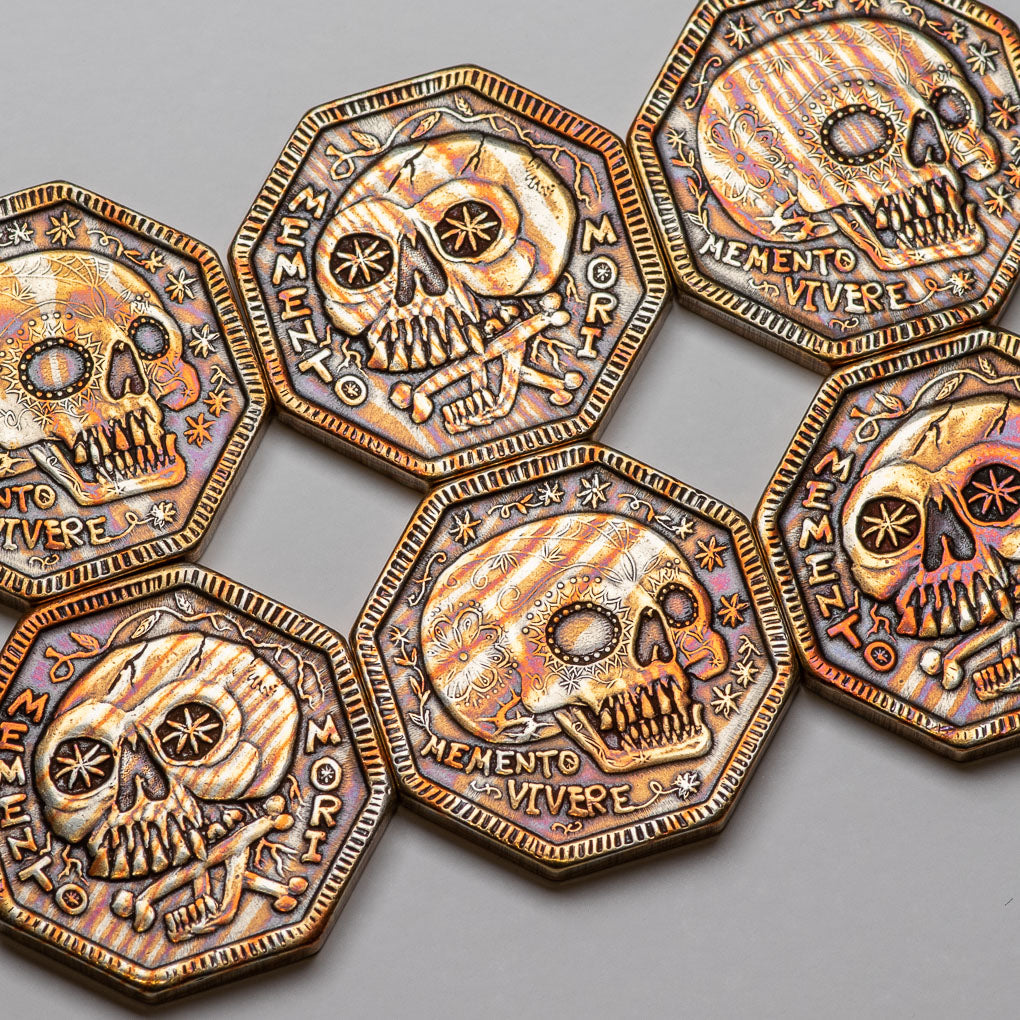 Memento Mori / Memento Vivere Reminder Mokume-gane Coin | Shire Post Mint Gifts