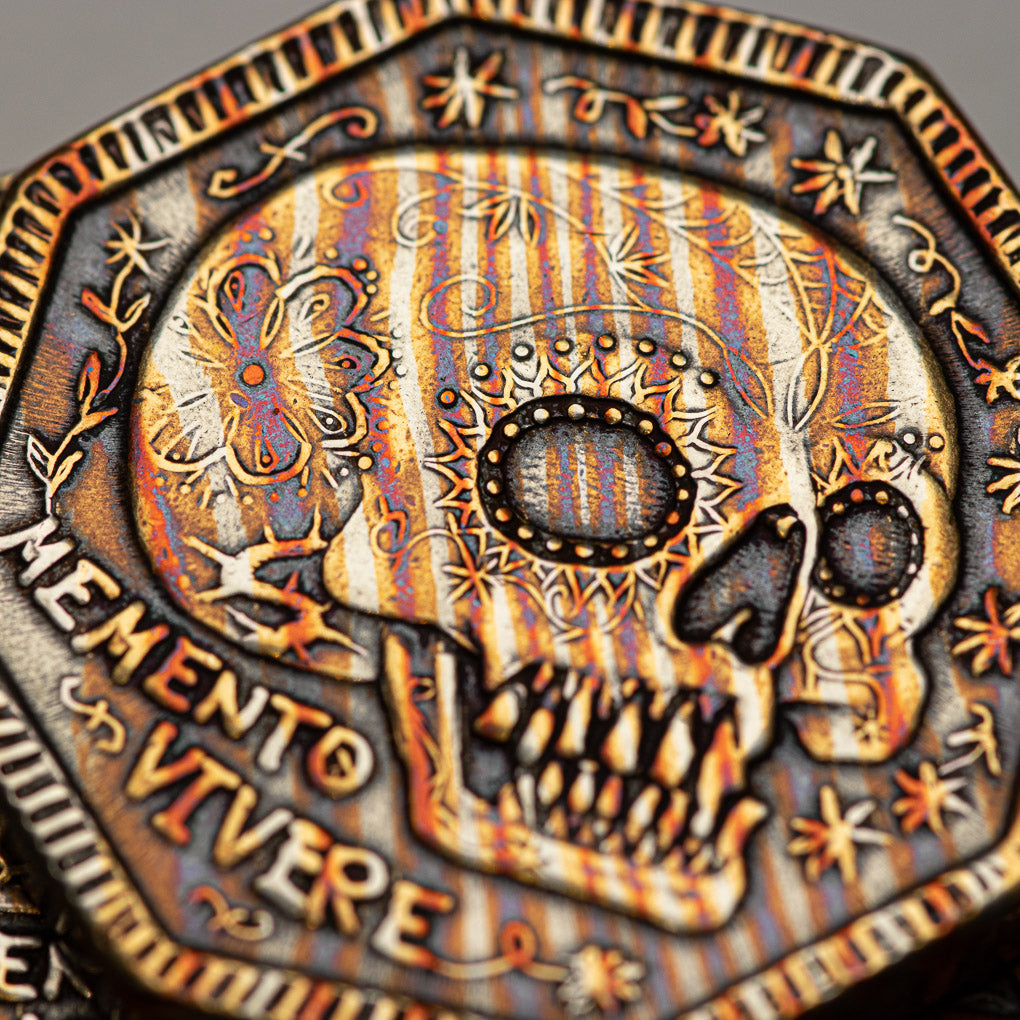 Memento Mori / Memento Vivere Reminder Mokume-gane Coin | Shire Post Mint Gifts