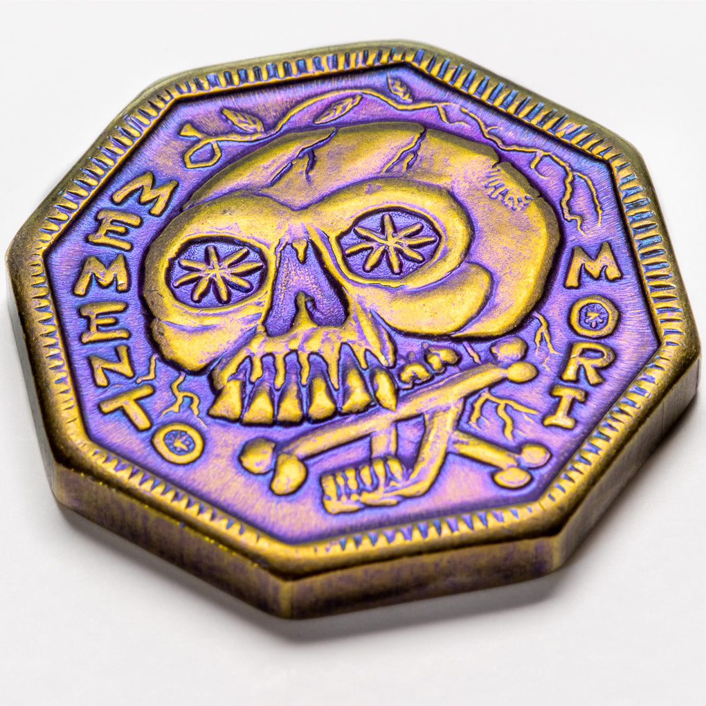 Memento Mori / Memento Vivere Reminder Niobium Coin, Purple and Gold