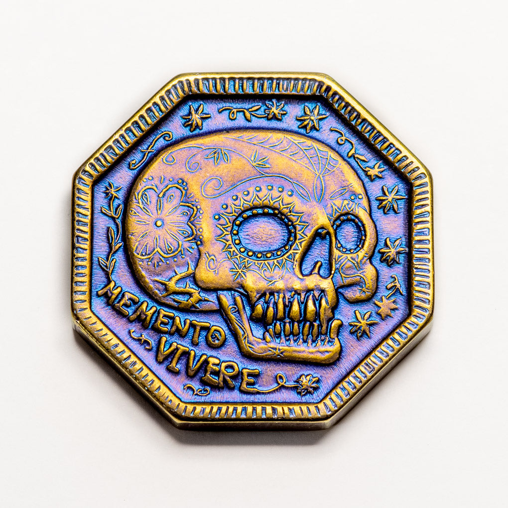 Memento Mori / Memento Vivere Reminder Niobium Coin, Purple and Gold