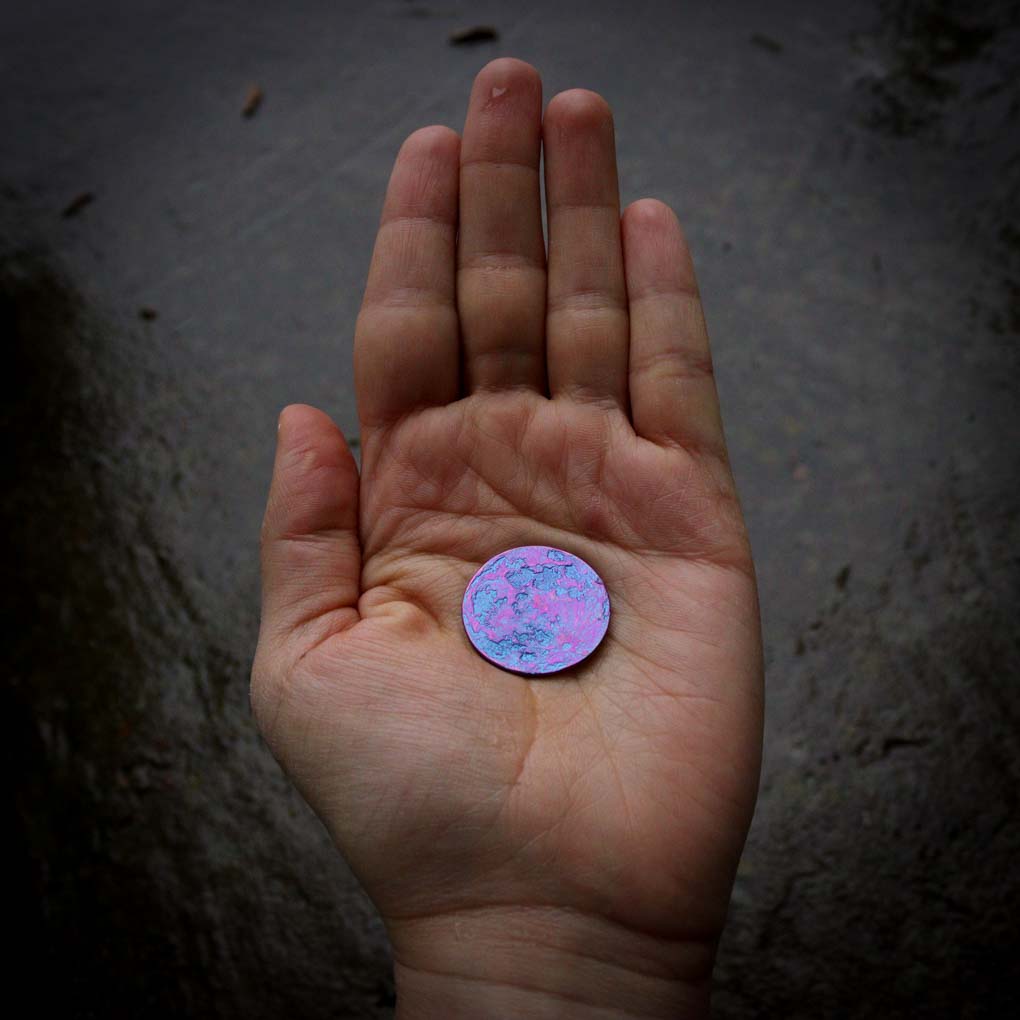 Blue and Purple Moon Coin - 1" Anodized Niobium blurple gift outrun