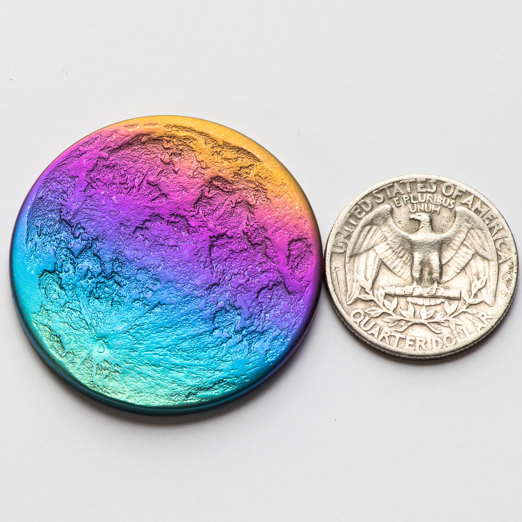 Rainbow Supermoon Coin - 1.5 in / 38 mm Multicolored Anodized Niobium