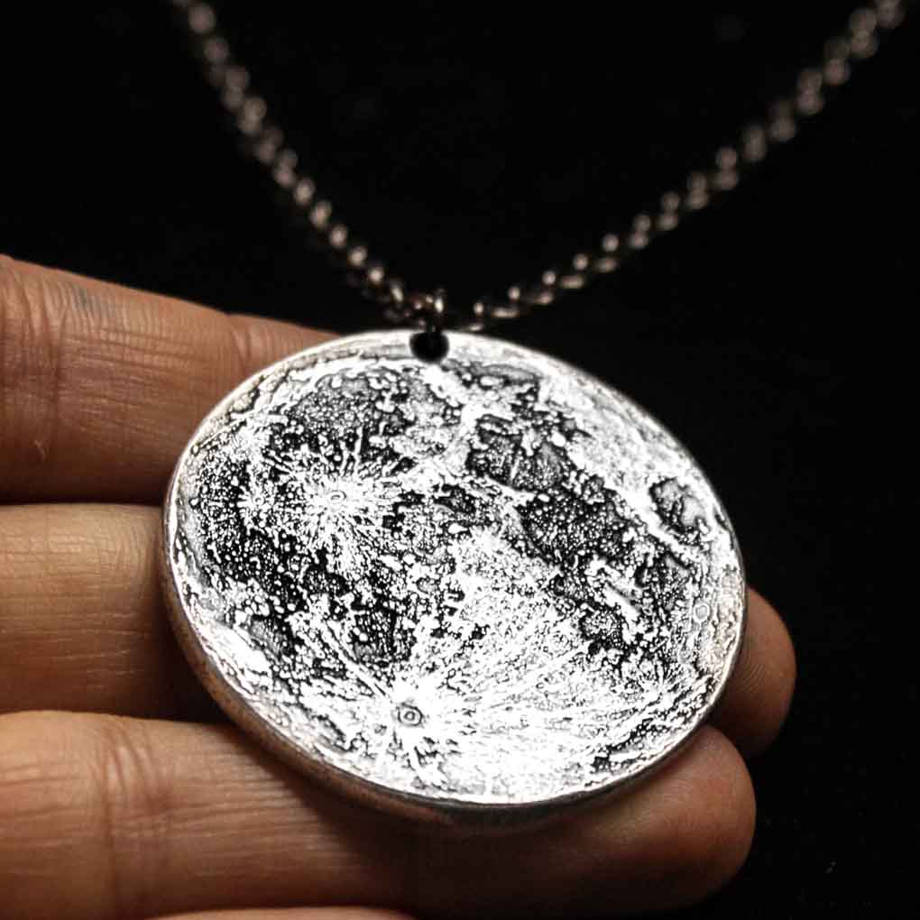 Silver Supermoon Necklace or Charm - Large 1.5"