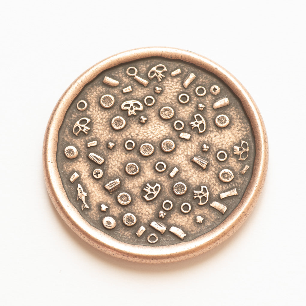 Pizza Pi Coin in Copper with Tiny Pizza Box