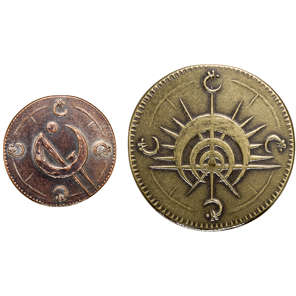 Mistborn coins - Golden Boxing and Copper Clip of The Final Empire - novels by Brandon Sanderson - coin by Shire Post Mint