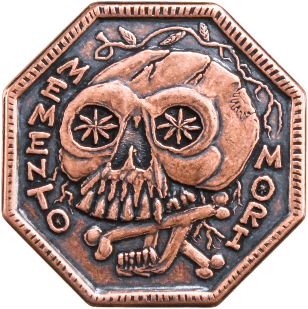 Memento Mori / Memento Vivere Reminder Coin in solid copper by Shire Post Mint