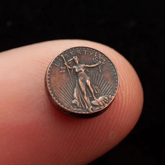 Set of 2 Super Tiny Copper and Silver Replica US Coins