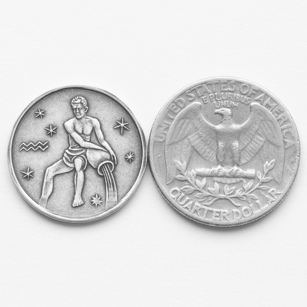 Zodiac Aquarius Moon Silver Coin