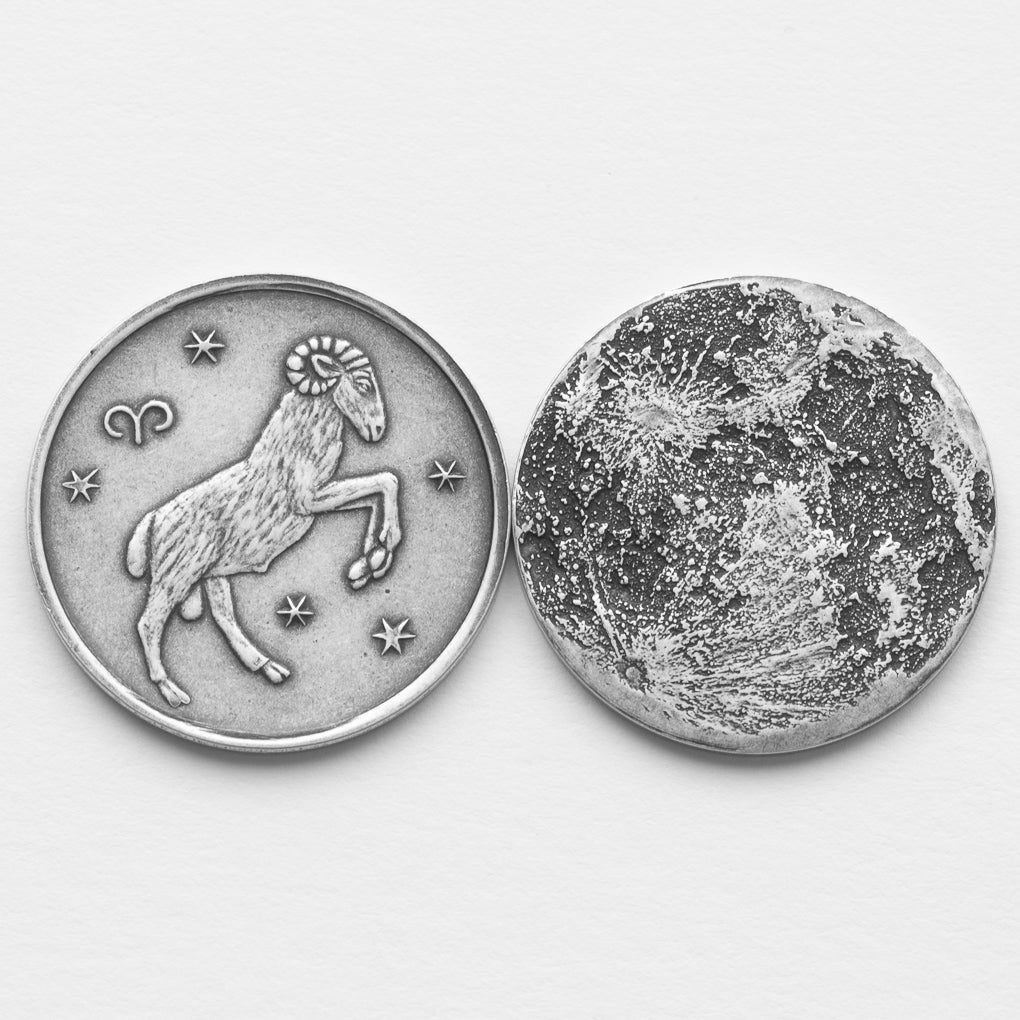 Zodiac Aries Moon Silver Coin