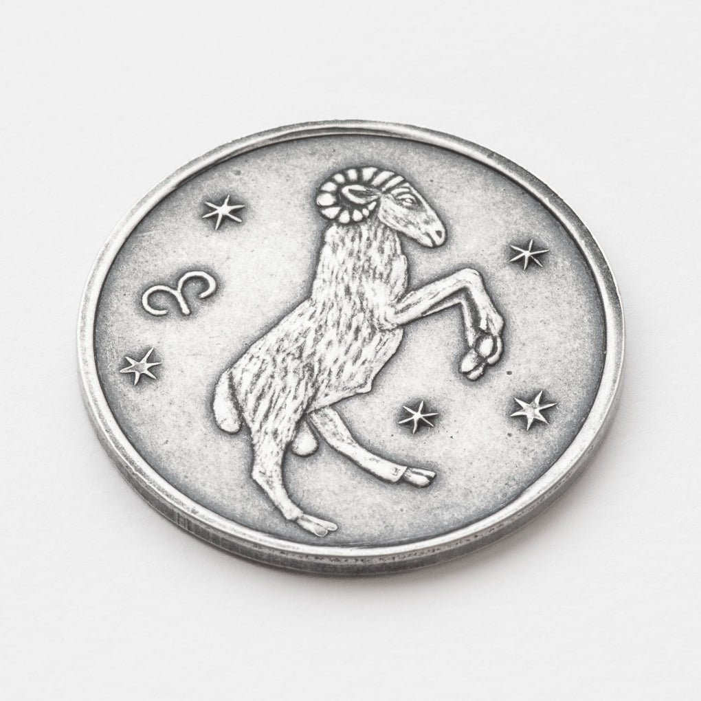 Zodiac Aries Moon Silver Coin